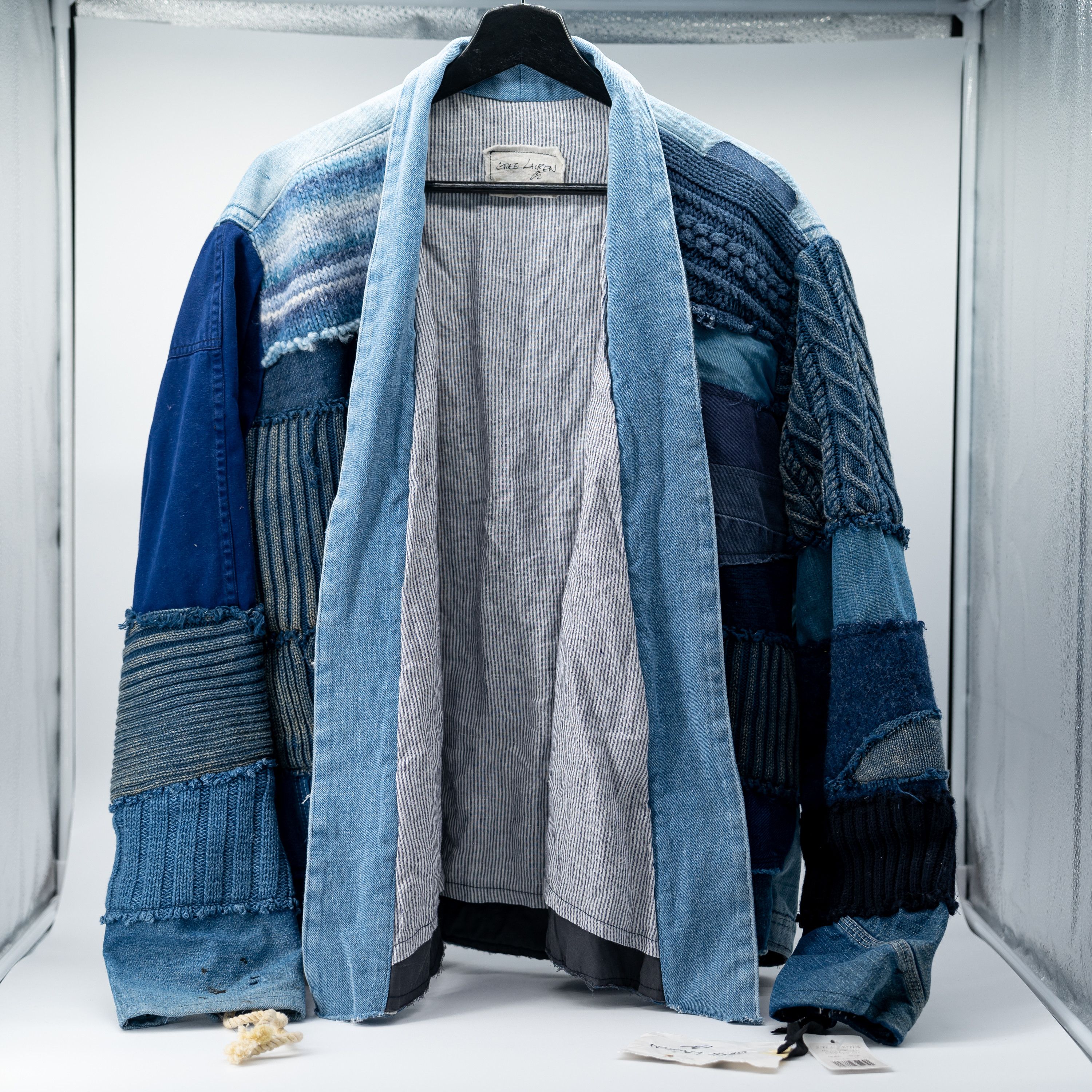 Greg Lauren size 4 - Greg Lauren Mixed Blues GL1 cropped jacket denim Size US XL / EU 56 / 4 - 5 Thumbnail