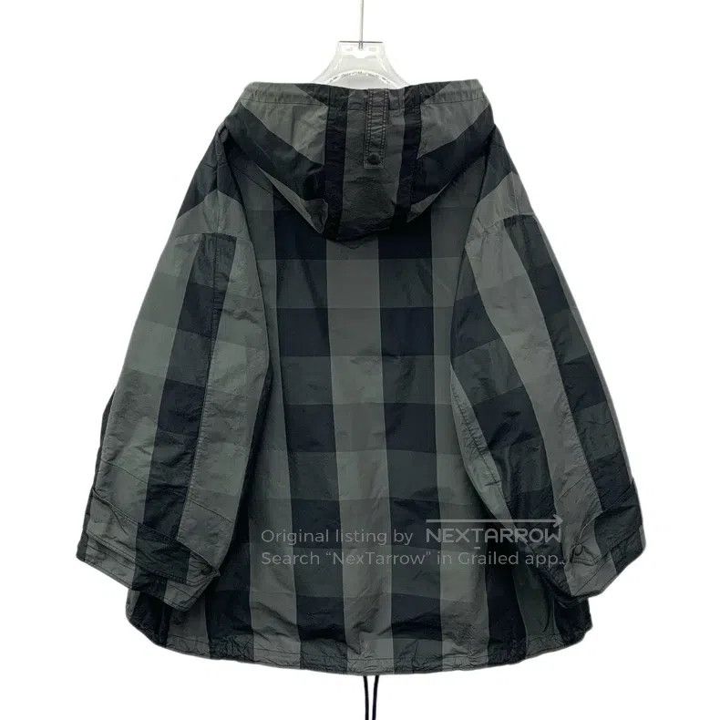 Dior Colour block plaid bee embroidery hooded half-zipper