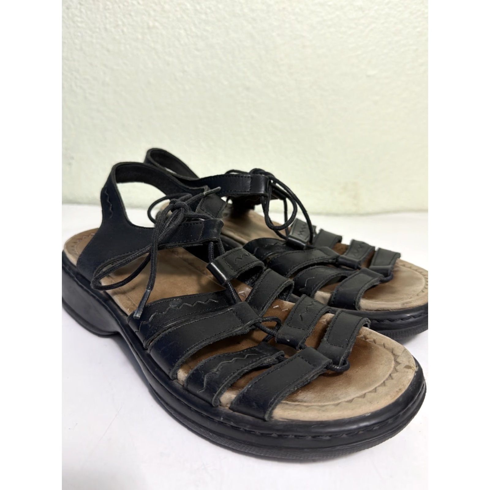 Dansko Dansko Elena Gladiator Sandals Womens Size 38 US 7.5-8 Black Leather Strappy Adjustable Lace Up Casual Shoes Size US 8 / IT 38 - 2 Thumbnail