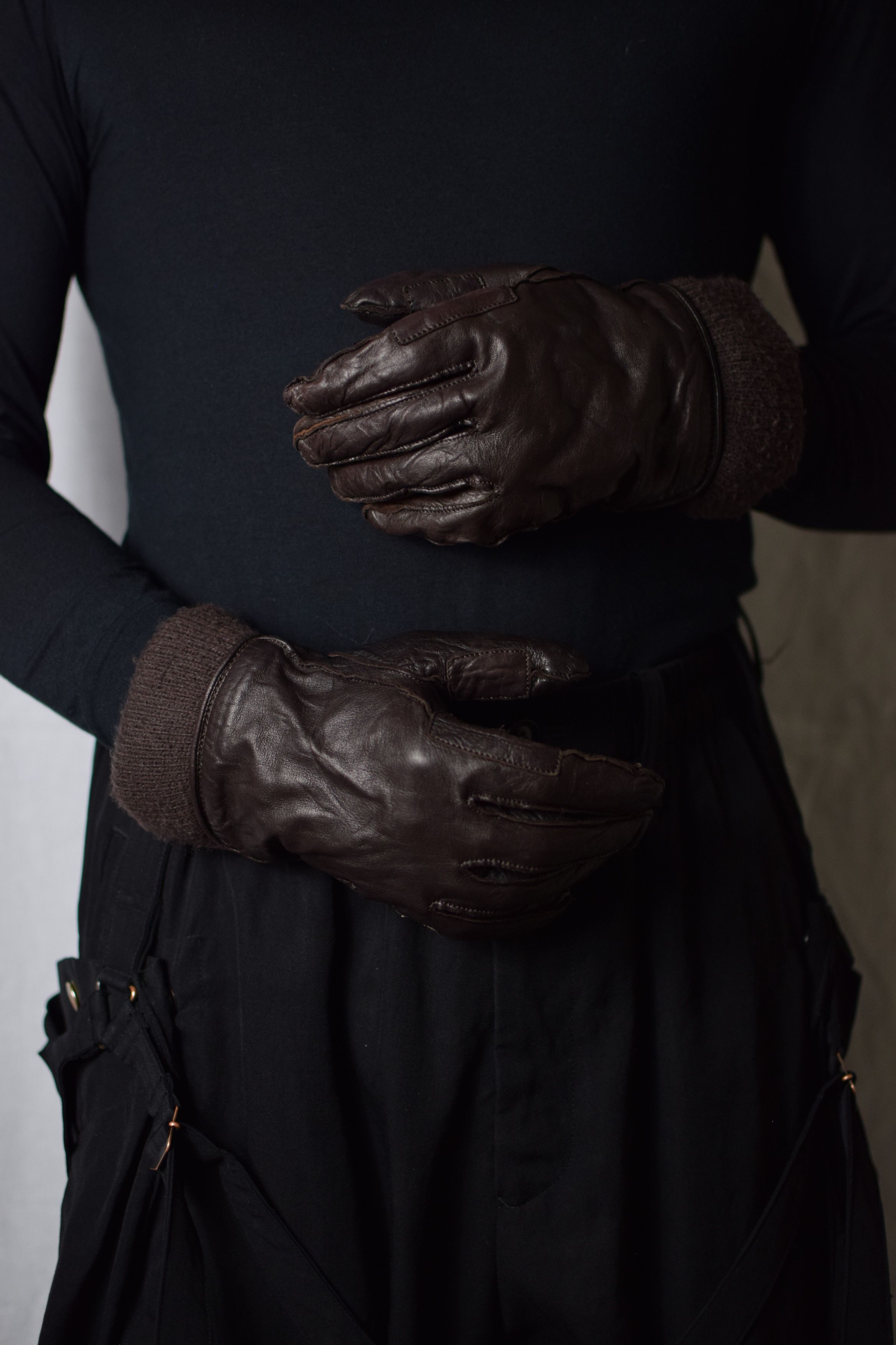 Yohji Yamamoto Y's for Men Leather Gloves - MB-W01-728 Size ONE SIZE - 1 Thumbnail