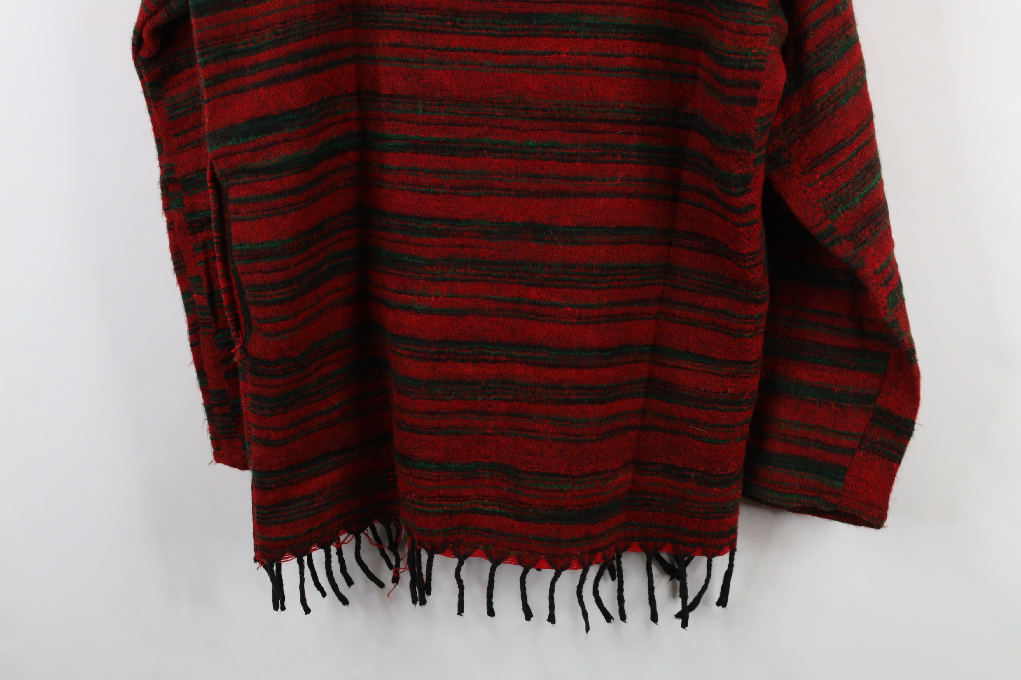 Vintage Vintage 90s Y2K Streetwear Striped Fringed Oversized Hoodie Size XL / US 12-14 / IT 48-50 - 10 Thumbnail