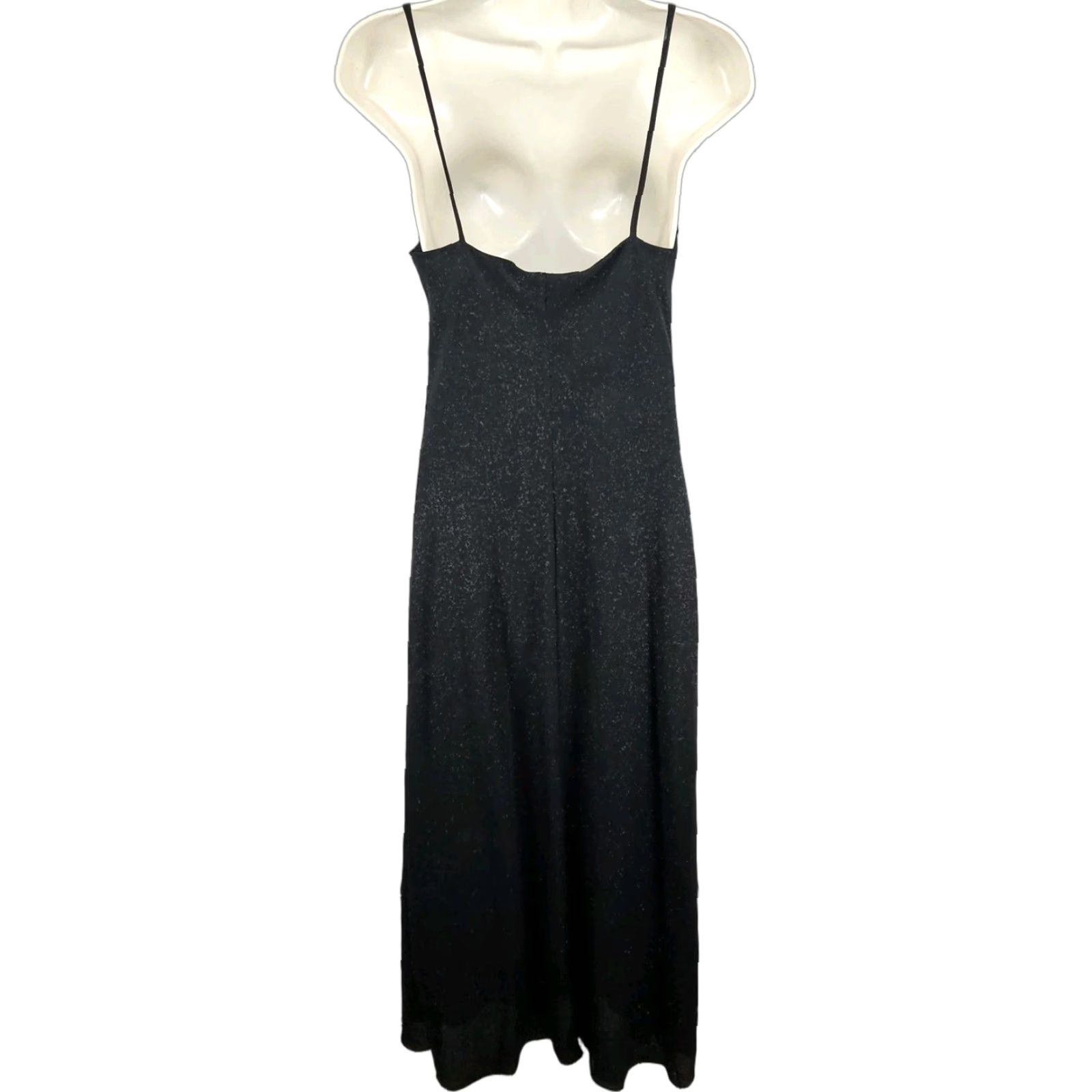 Vintage NWD Karina Nites Black Glitter Sheer Overlay Strappy Ruched Maxi Dress 6 Size M / US 6-8 / IT 42-44 - 1 Thumbnail