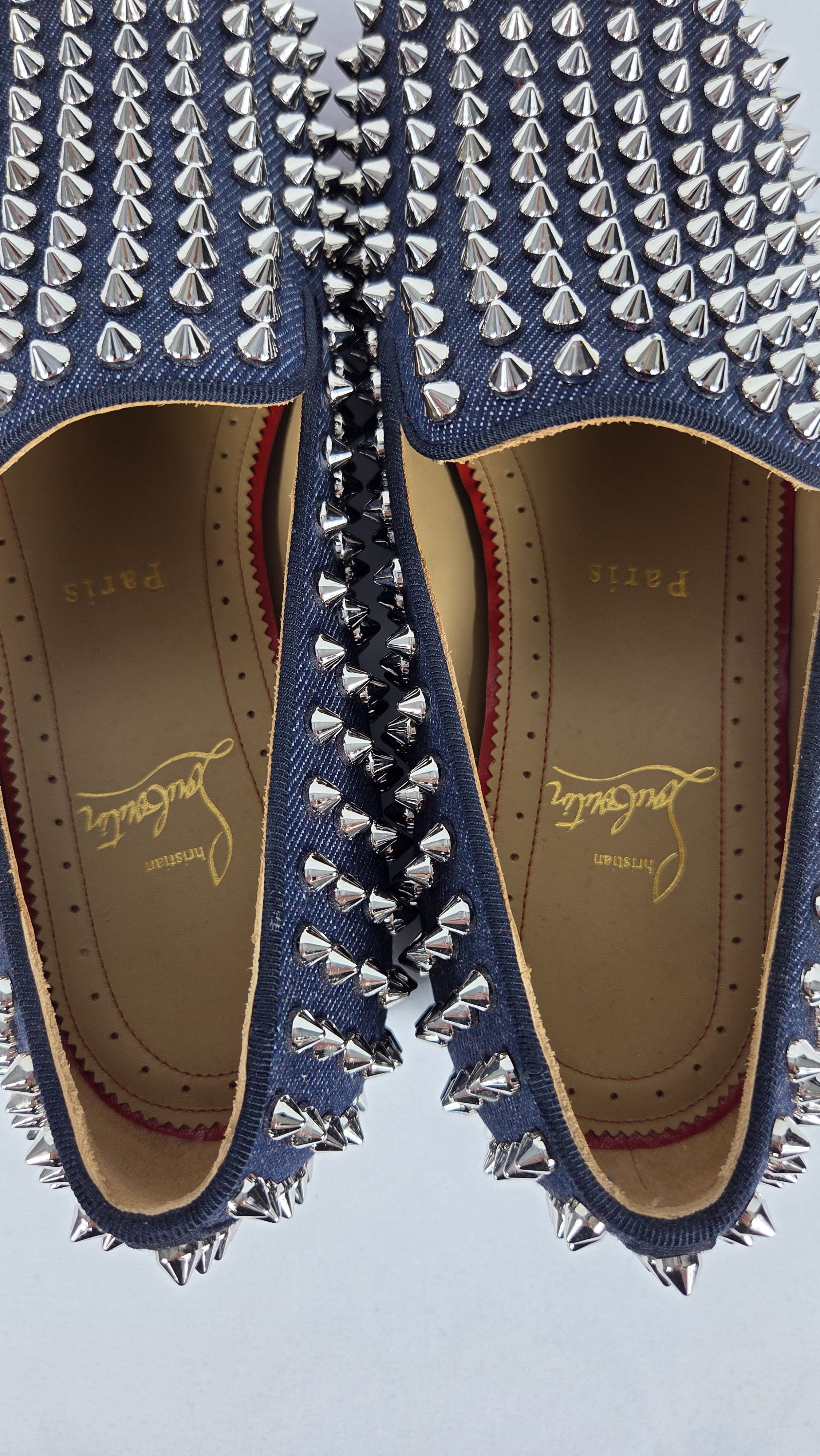 Christian Louboutin Rollerboy Spikes Flat Denim/GG Loafers Size US 6 / EU 39 - 5 Thumbnail