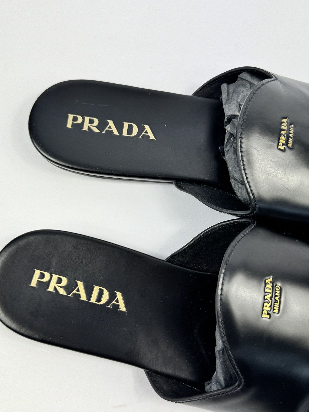 Prada LOGO LEATHER SLIP ONS Size US 9 / EU 42 - 2 Thumbnail
