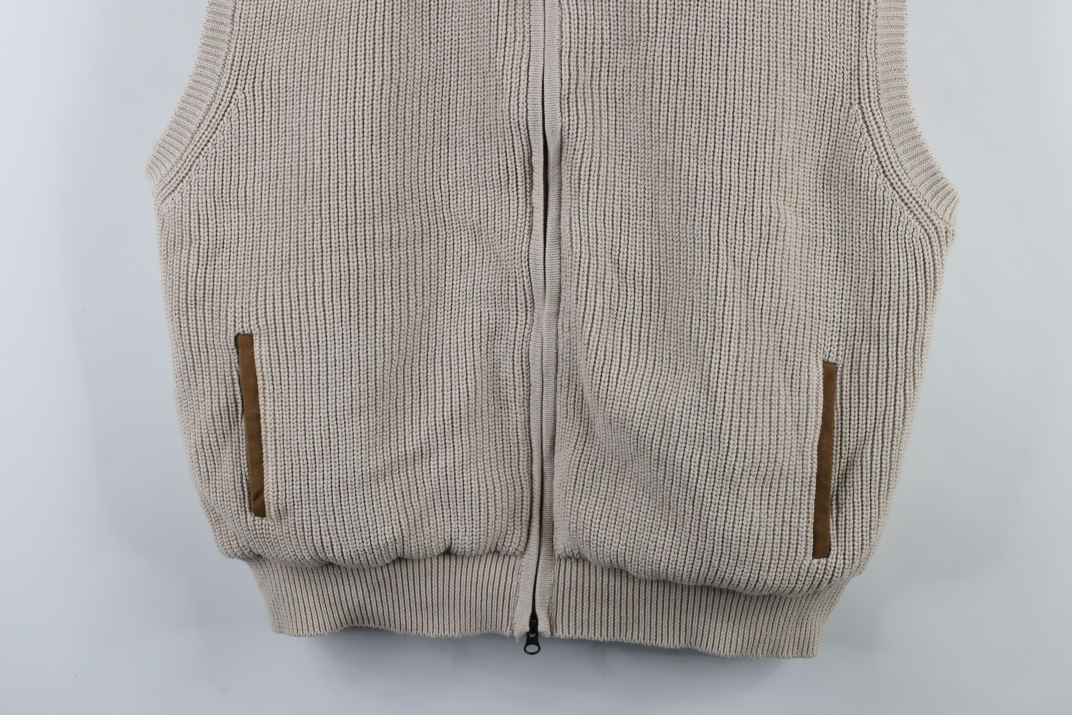 Orvis × Vintage Vintage Orvis Suede Trim Ribbed Knit Sweater Vest Jacket Size US XXL / EU 58 / 5 - 3 Thumbnail