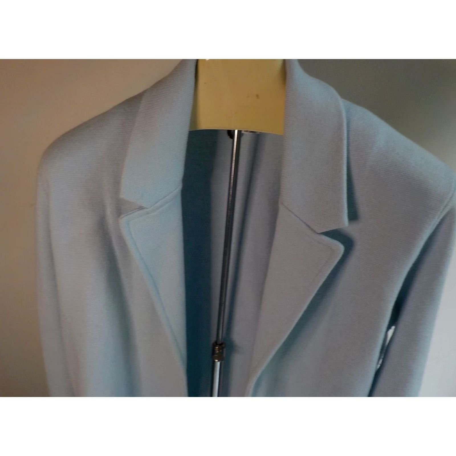 Vintage MAGASCHONI Open Front Notch Lapel Cardigan/Blazer Light Blue Cotton/Poly/Wool SZ S Women Cardigan Long Sleeve Size S / US 4 / IT 40 - 2 Thumbnail