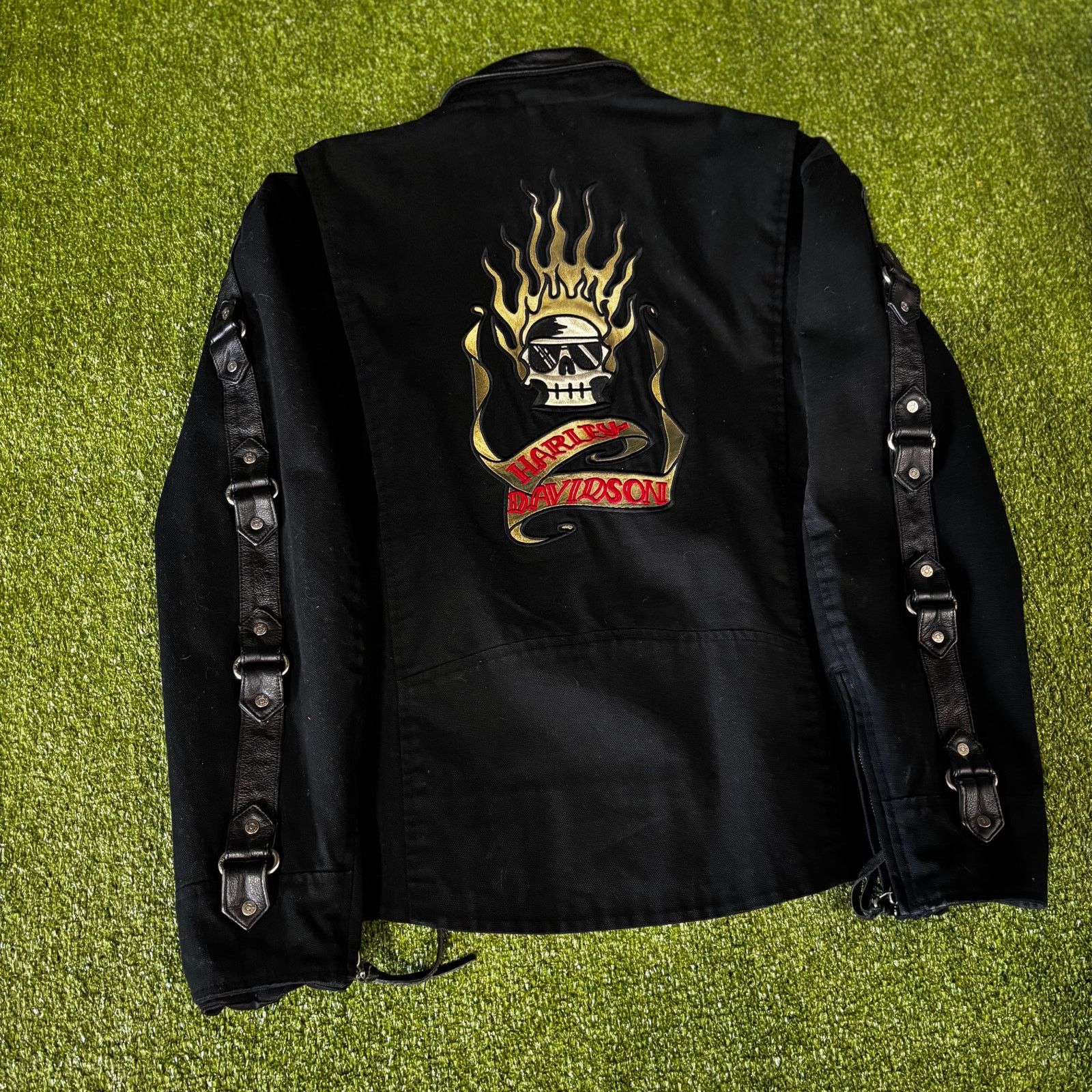Harley Davidson Sick Vintage 90s Harley davidson canvas/leather biker jacket Size US L / EU 52-54 / 3 - 4 Thumbnail