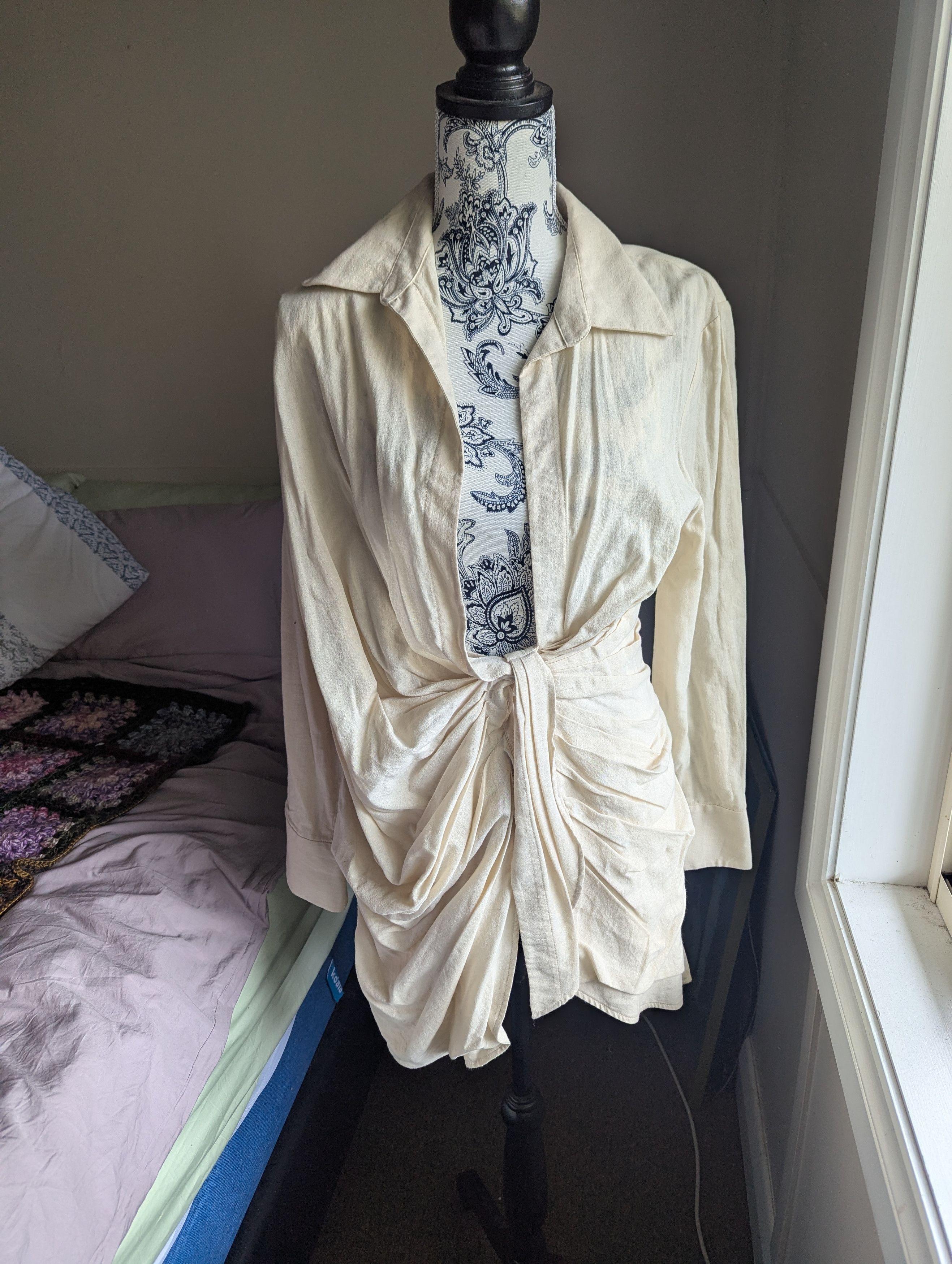 Jacquemus La Bahia Robe in Cream - ruched shirt dress Size S / US 4 / IT 40 - 3 Thumbnail