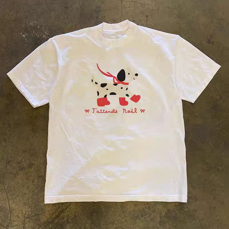 Vintage White retro Dalmatian print cotton t-shirt Size US M / EU 48-50 / 2 - 1 Thumbnail