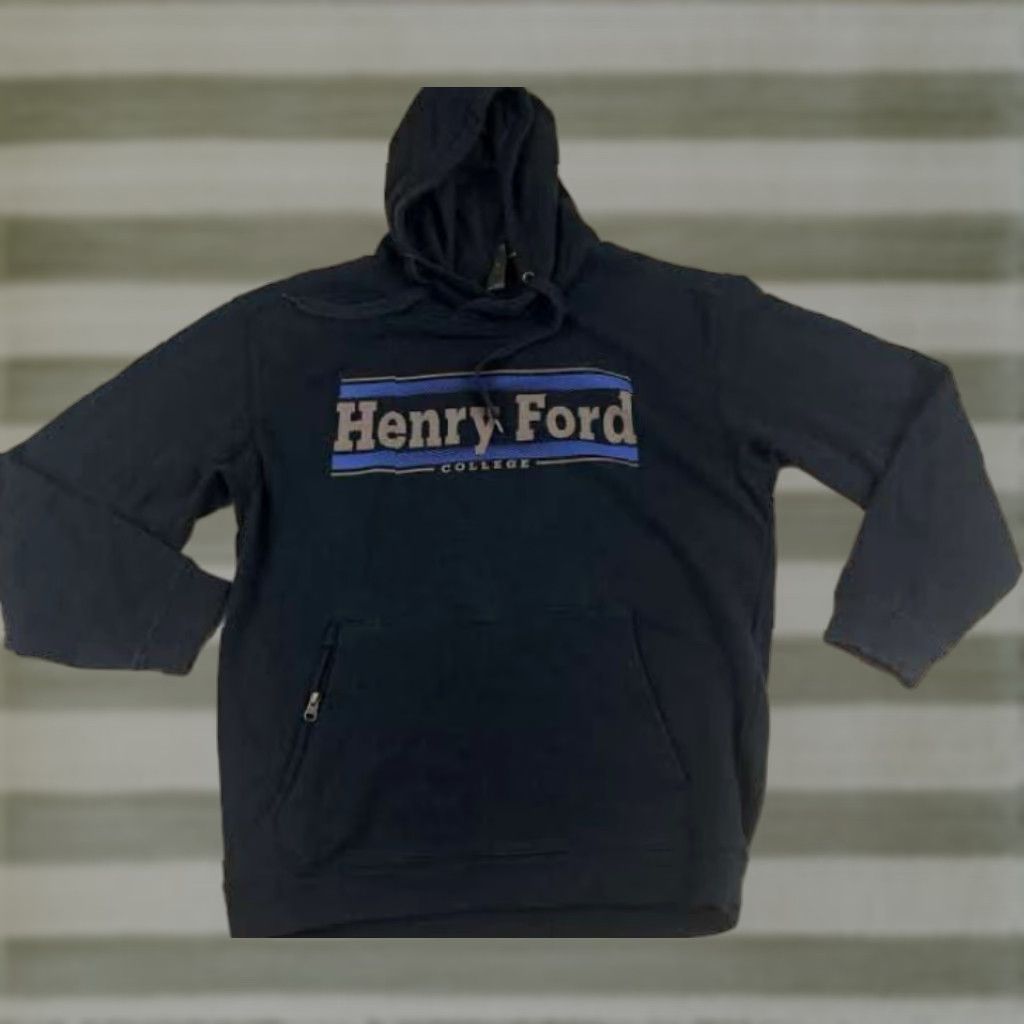 Ford Henry Ford College Blue Medium Pullover Hooded Sweatshirt Men M Blue College Hooded Pullover Sweatshirt Size US M / EU 48-50 / 2 - 1 Thumbnail