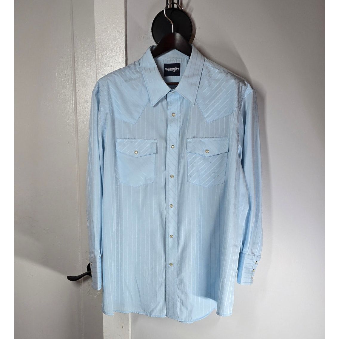 Wrangler Wrangler Western Pearl Snap Shirt Jacquard Light Blue XL Size US XL / EU 56 / 4 - 1 Thumbnail