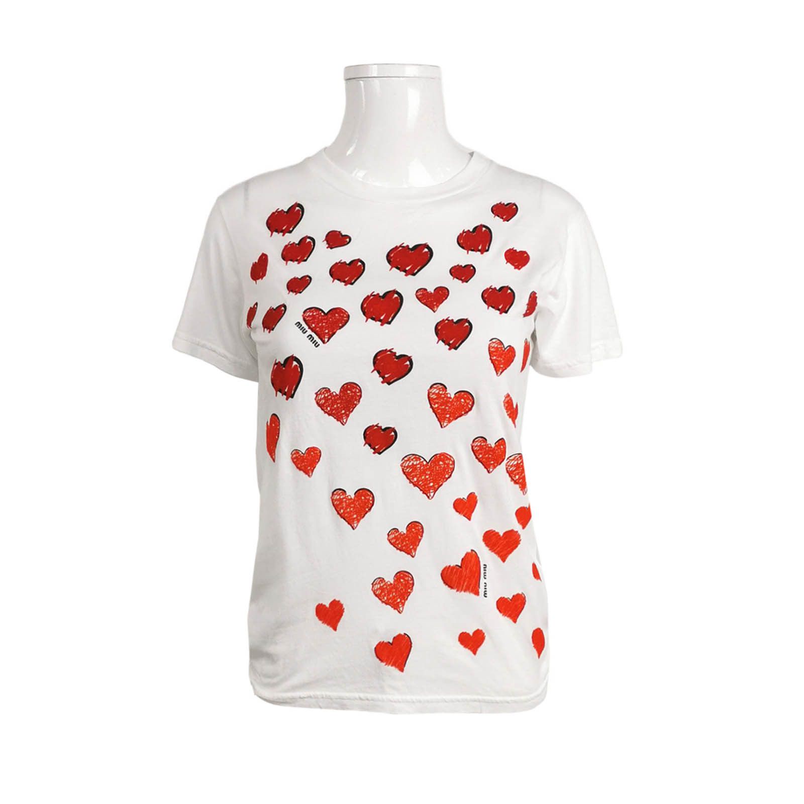 Miu Miu Miu Miu Heart Print T-Shirt XS Size XS / US 0-2 / IT 36-38 - 1 Thumbnail