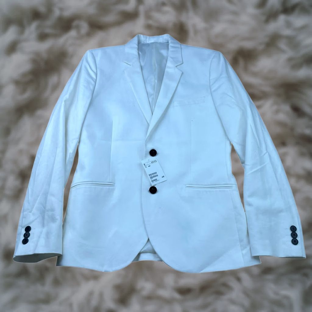 H&M H&M Men's Cotton/Linen 2-Button Blazer White 38R US Size 38R - 1 Thumbnail