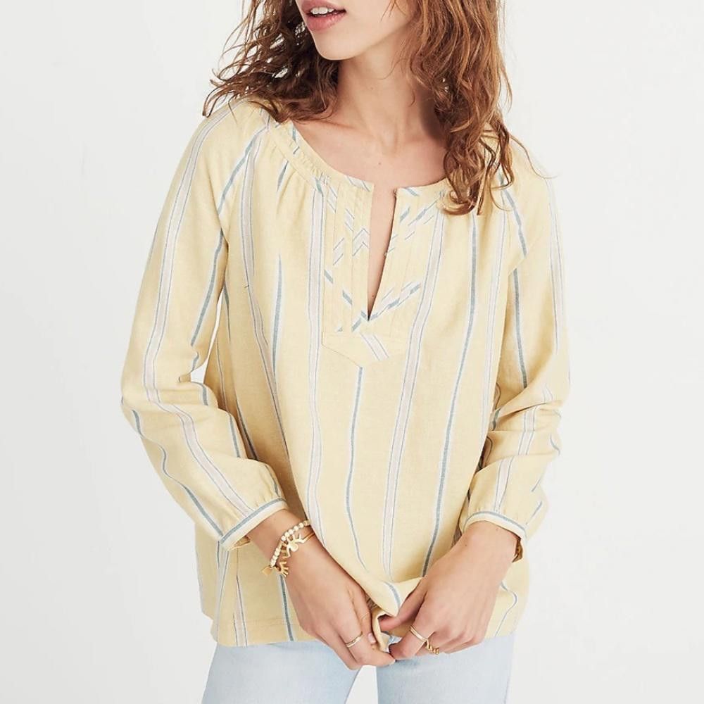 Madewell Madewell l NWT Tie-Back Peasant Top in Atlantic Stripe XS Size XS / US 0-2 / IT 36-38 - 1 Thumbnail