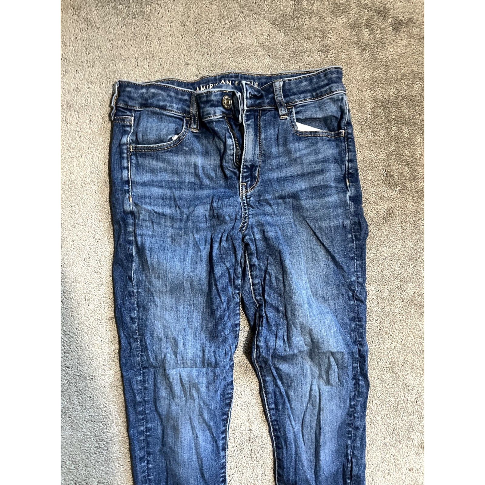 American Eagle Outfitters American Eagle Next Level Stretch Hi-Rise Jegging Pants Size 8 Regular Blue Corduroy Womens Distressed Size 30" / US 8 / IT 44 - 4 Thumbnail