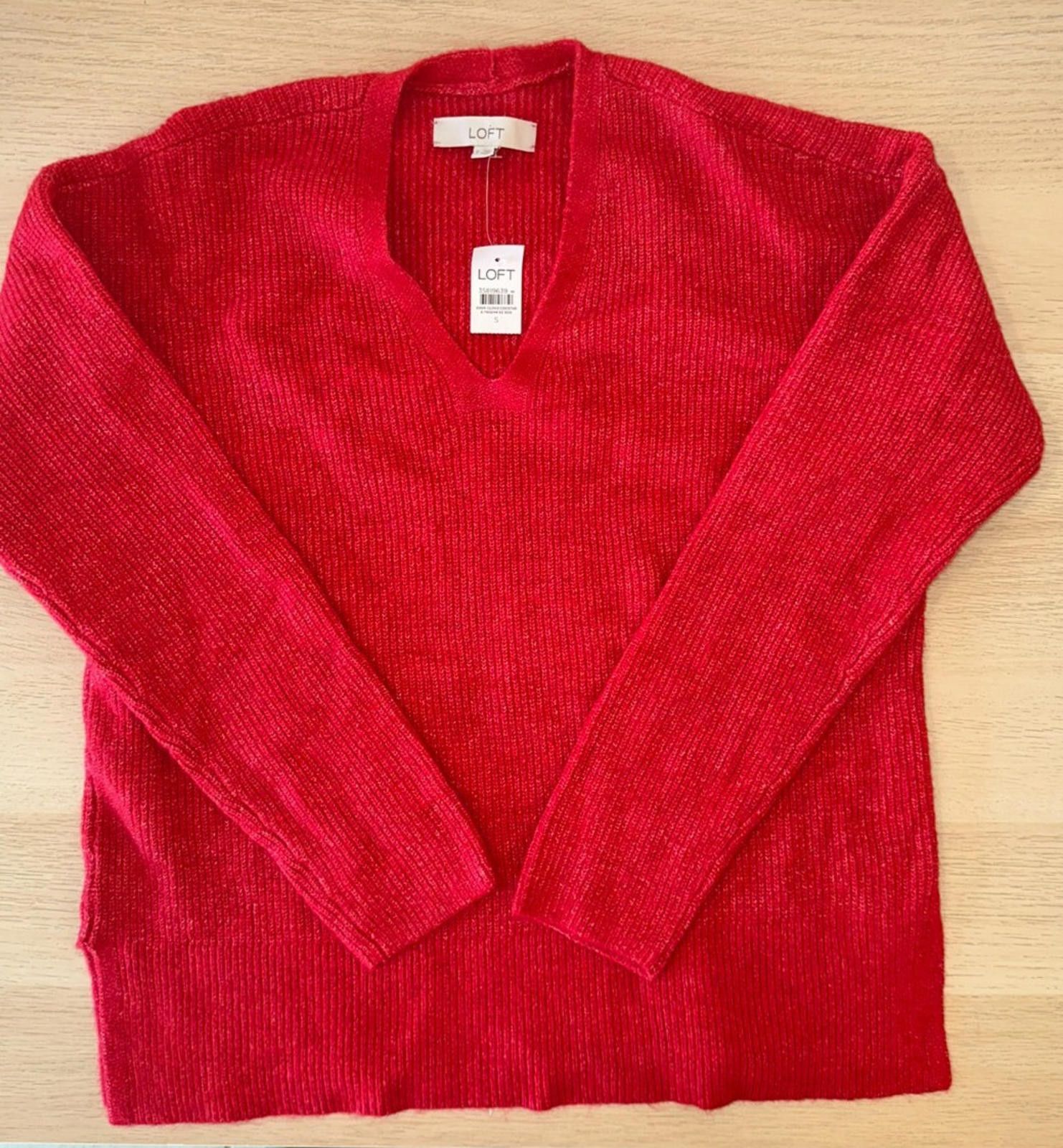 Designer LOFT Women’s Red Sweater – Size Small, Long Sleeve Crew Neck Size S / US 4 / IT 40 - 3 Thumbnail