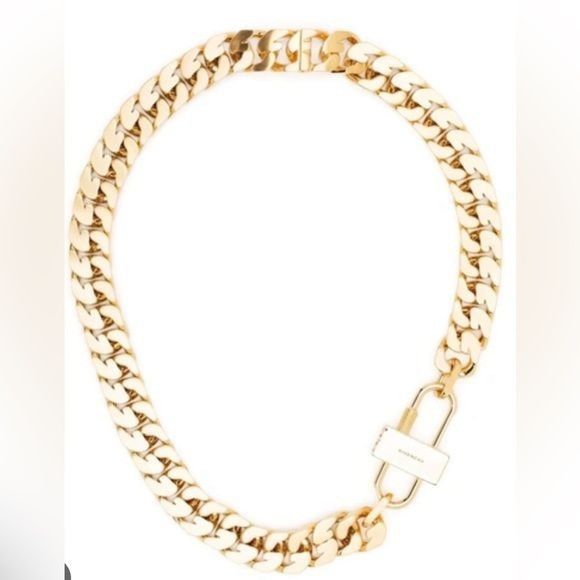 image of Givenchy Gold Chain Lock Necklace, Men's
