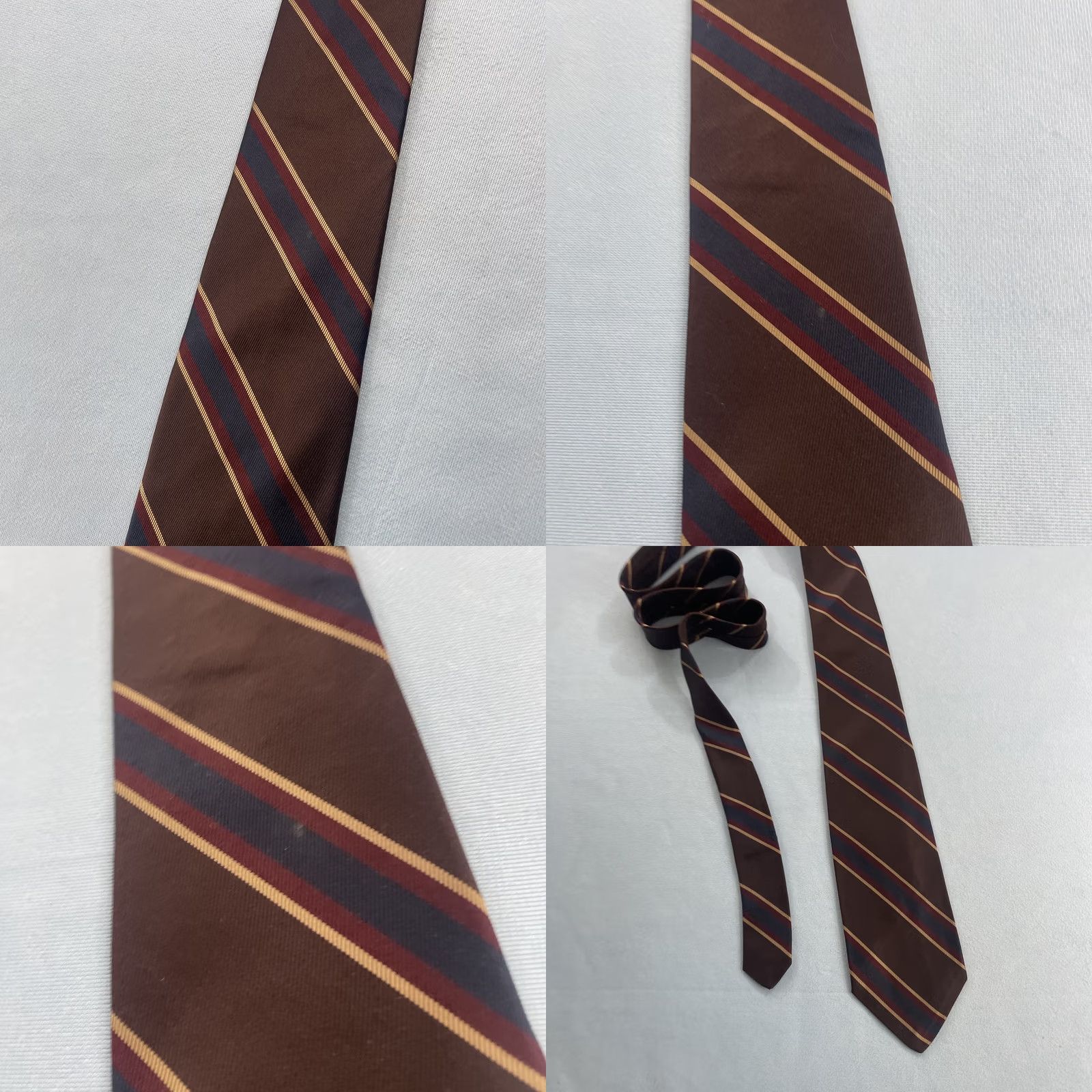 Robert Talbott VINTAGE Robert Talbott Ascot Shop Silk Neck Tie Brown Woven Repp Tie 60s USA 3.5x58 Mens Tie Brown Silk Repp Vintage Geometric Size ONE SIZE - 9 Thumbnail