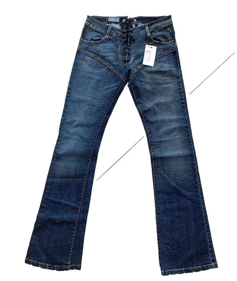 Michiko Koshino Y2K Michiko Koshino Lace-Up Bootcut Jeans | Size 28 Size 28" / US 6 / IT 42 - 1 Thumbnail