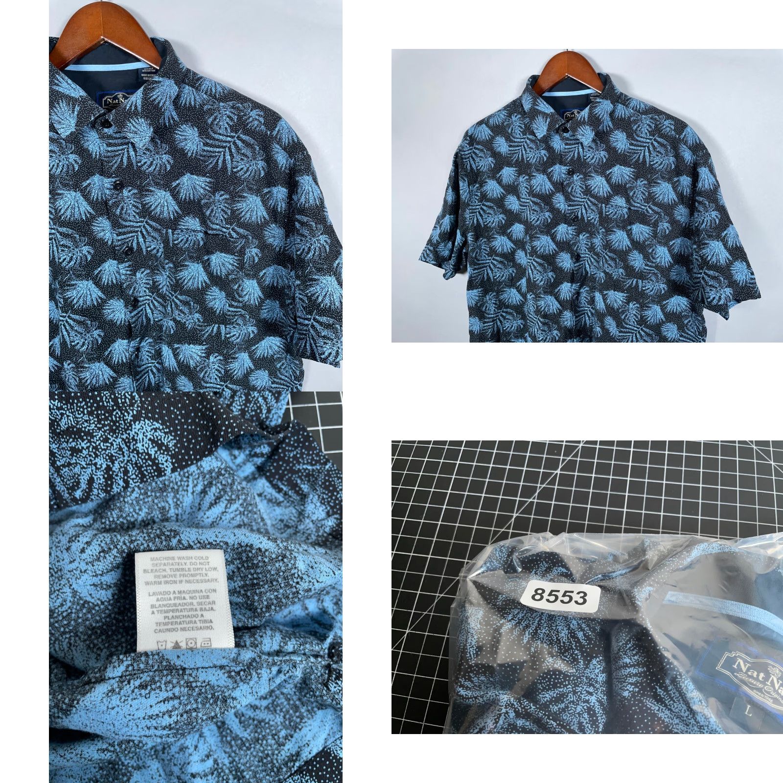 Nat Nast VINTAGE Nat Nast Palm Tree Shirt Adult Large Black Blue Geometric Hawaiian 90s Mens Shirt Size US L / EU 52-54 / 3 - 8 Thumbnail