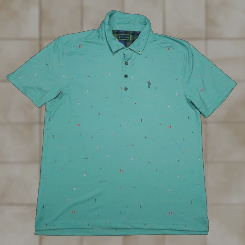 Vintage VINTAGE William Murray Shirt Mens Large Blue Green Caddyshack Performance Golf Polo Size US L / EU 52-54 / 3 - 1 Thumbnail