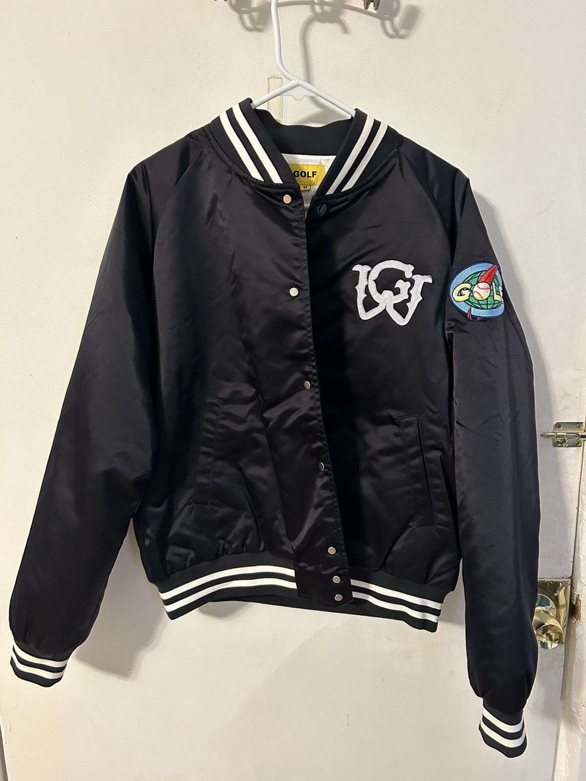 Satin varsity jacket by golf retailer wang