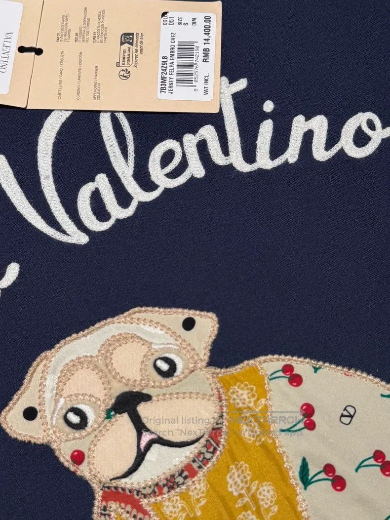 Valentino Valentino Navy blue dog embroidered sweatshirt Size S / US 4 / IT 40 - 2 Thumbnail