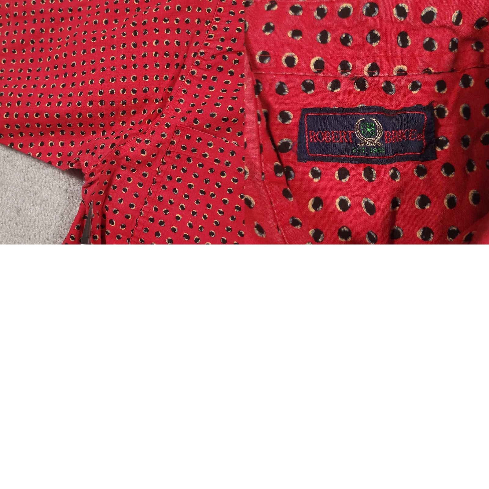 Vintage VINTAGE Robert Bruce Shirt Mens Large Red All Over Print Short Sleeve Shirt Size US L / EU 52-54 / 3 - 10 Thumbnail