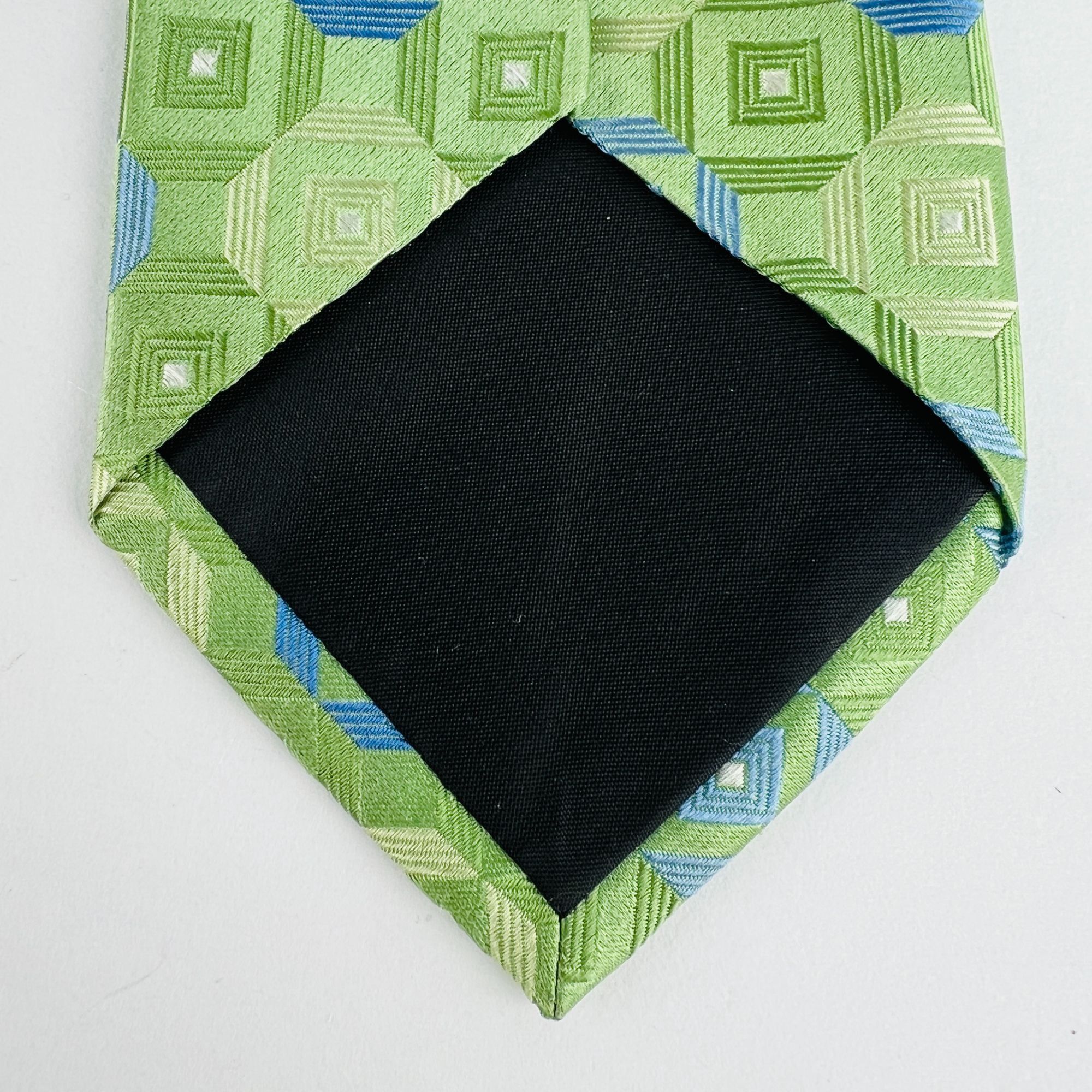 Michael Kors Michael Kors Green Geometric 100% Silk Necktie Tie Size ONE SIZE - 5 Thumbnail