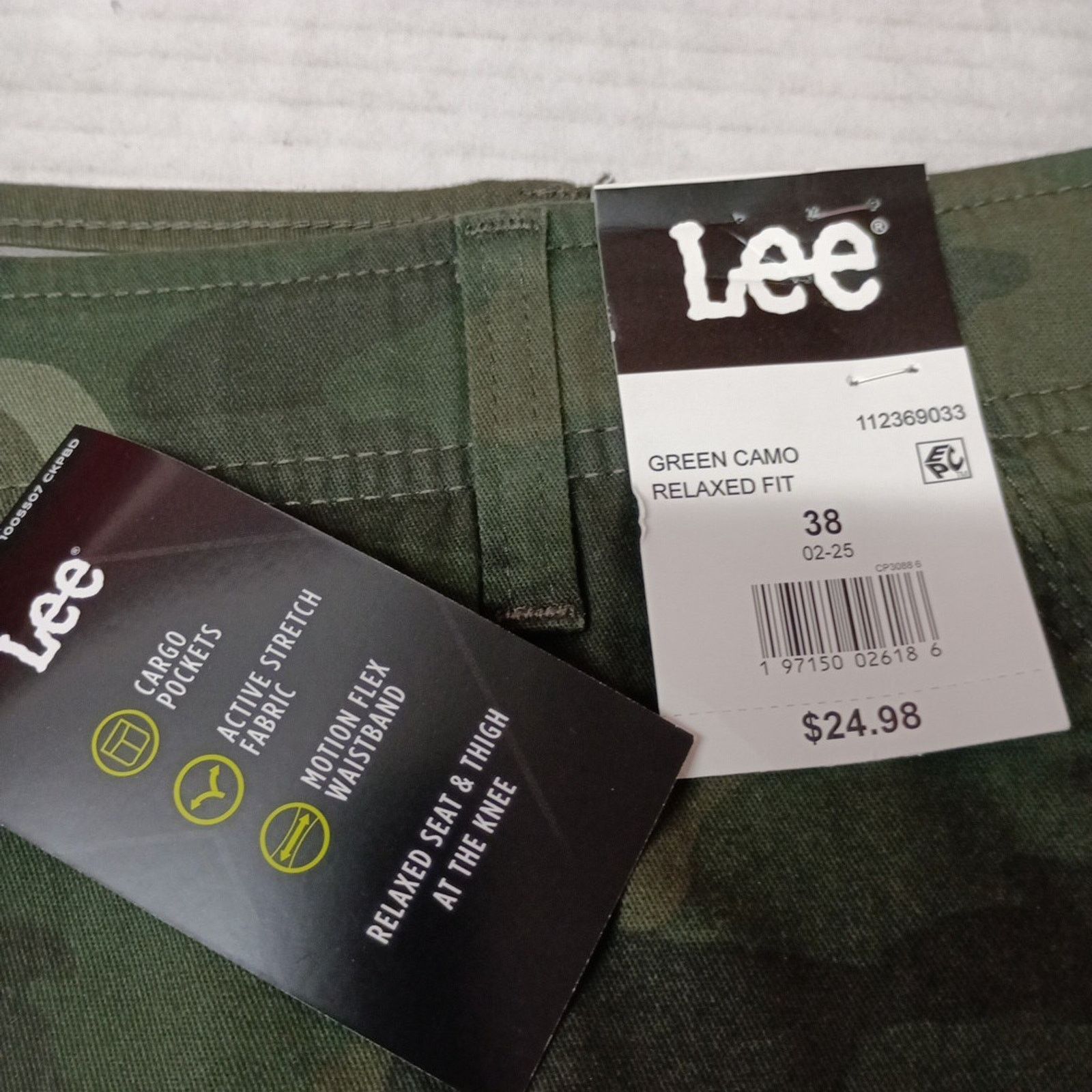 Lee Lee Men's 38 Cargo Shorts Green Camo Motion Flex Waistband Size US 38 / EU 54 - 3 Thumbnail