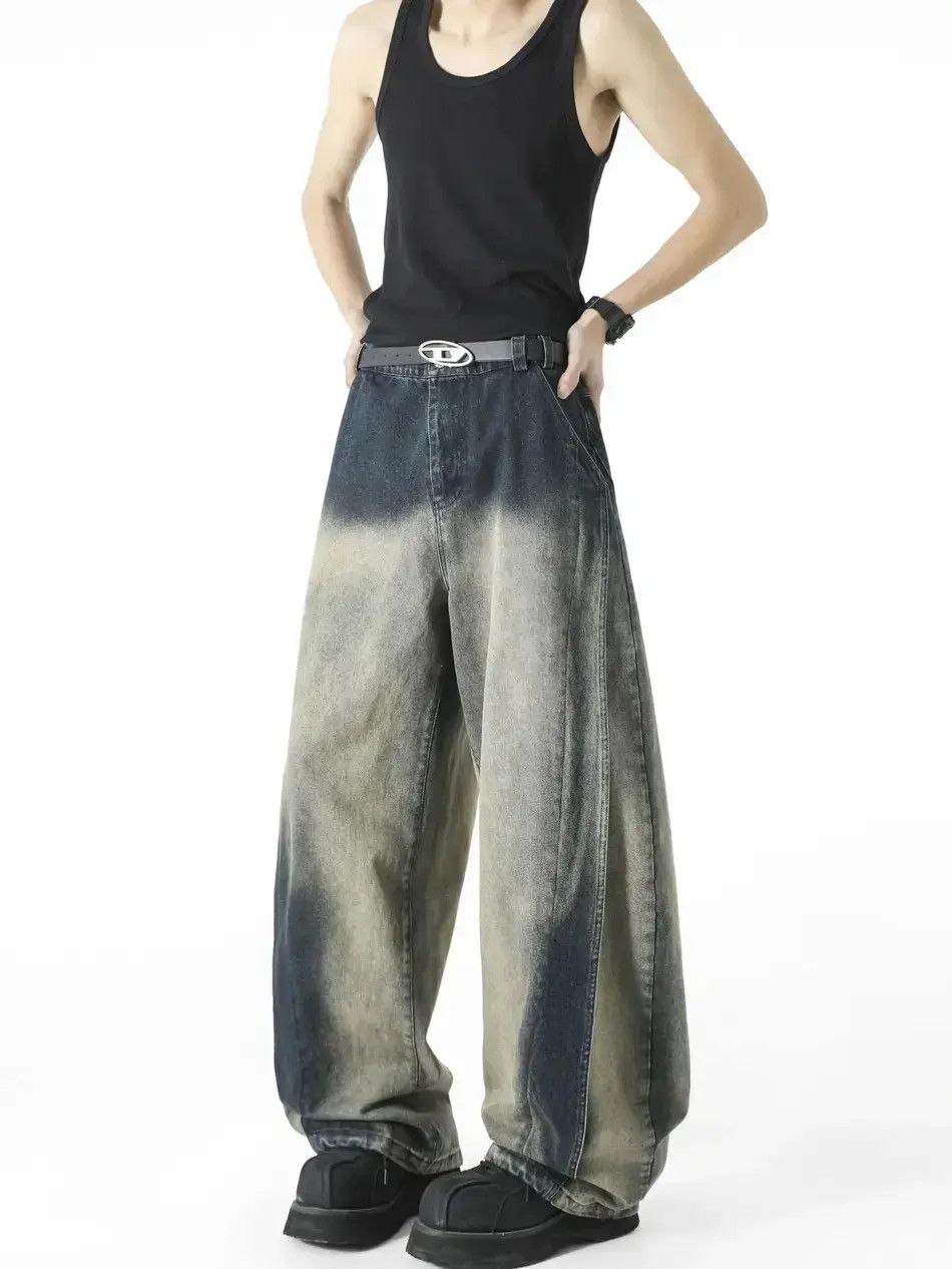 Japanese Brand Retro high street curved knife wide leg jeans Size US 32 / EU 48 - 6 Thumbnail