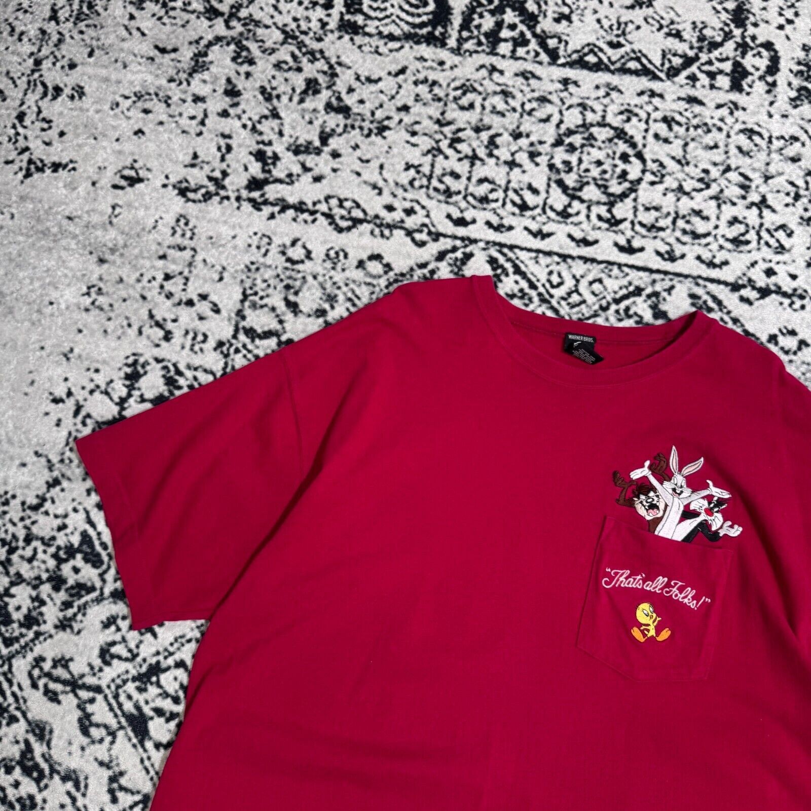 Vintage × Warner Bros Warner Bros Red Cotton T-Shirt Size XL Y2K Looney Tunes 90s Size US XL / EU 56 / 4 - 6 Thumbnail