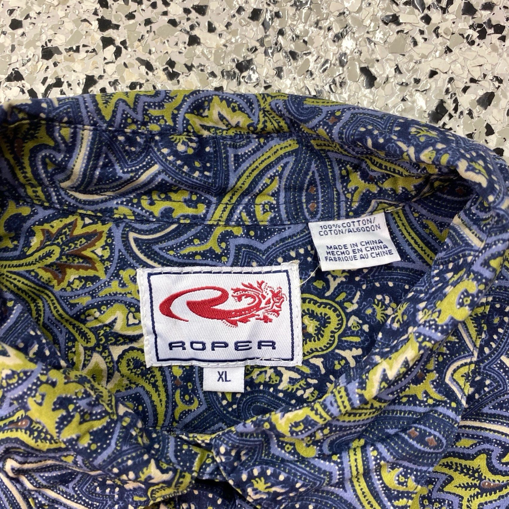 Roper Roper Women's Shirt XL L/S Pearl Snap Up Western Paisley Blue Green Multicolor Mens? (Error) Size XL / US 12-14 / IT 48-50 - 2 Thumbnail