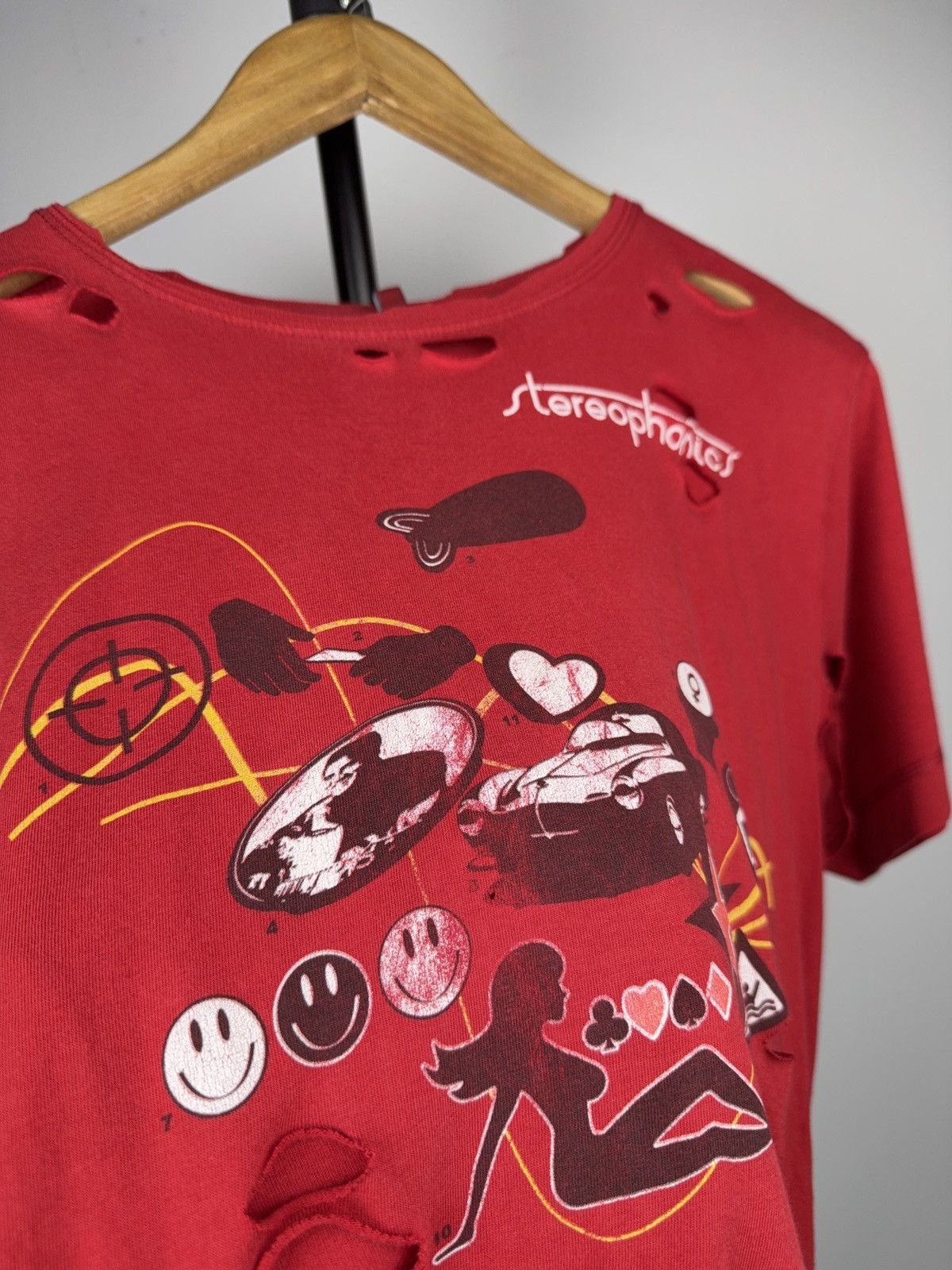 Band Tees 00s Stereophonics Distressed Red Band T-Shirt Y2K Rock Size US M / EU 48-50 / 2 - 6 Thumbnail