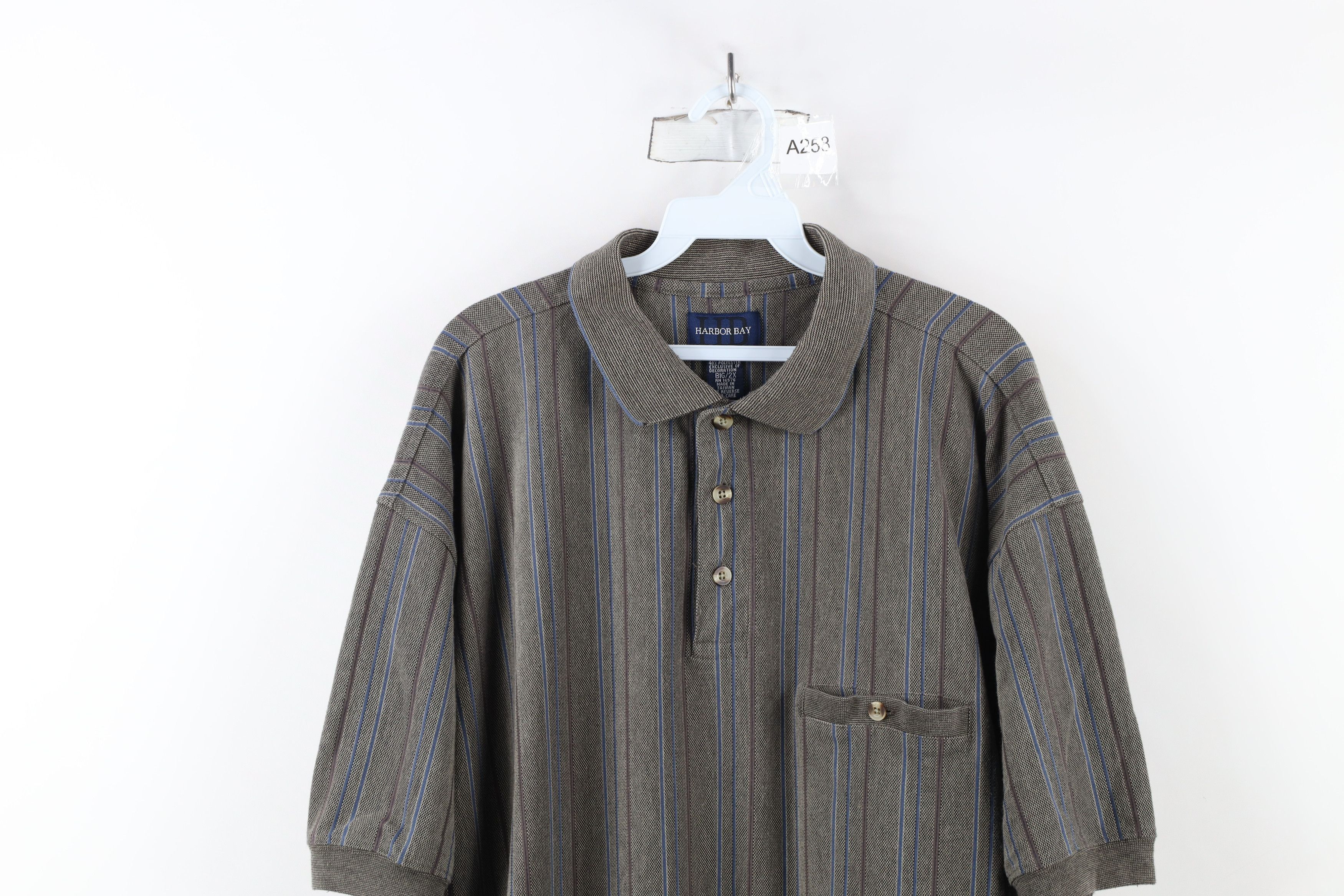 Vintage Vintage 90s Streetwear Striped Collared Pullover Polo Shirt Size US XXL / EU 58 / 5 - 2 Thumbnail