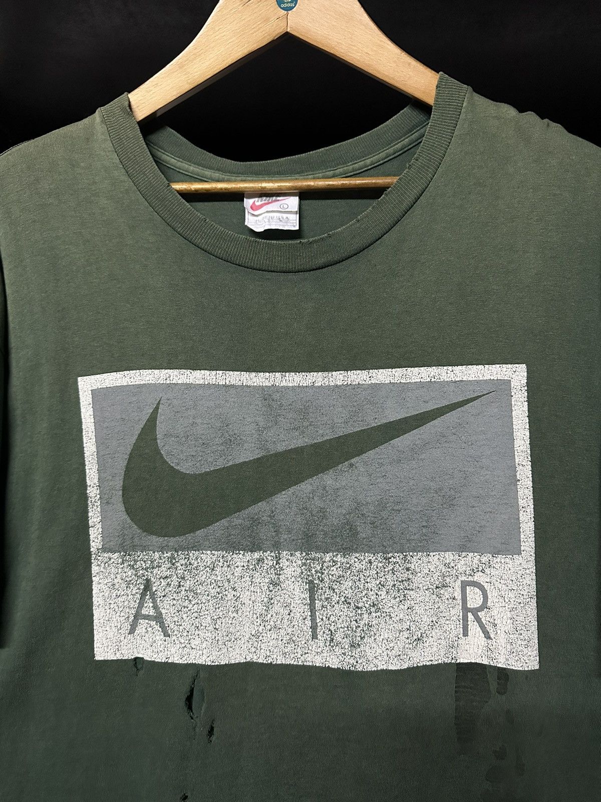 Nike × Vintage Vintage 90s Nike Air Distressed Tee Size US XL / EU 56 / 4 - 2 Thumbnail