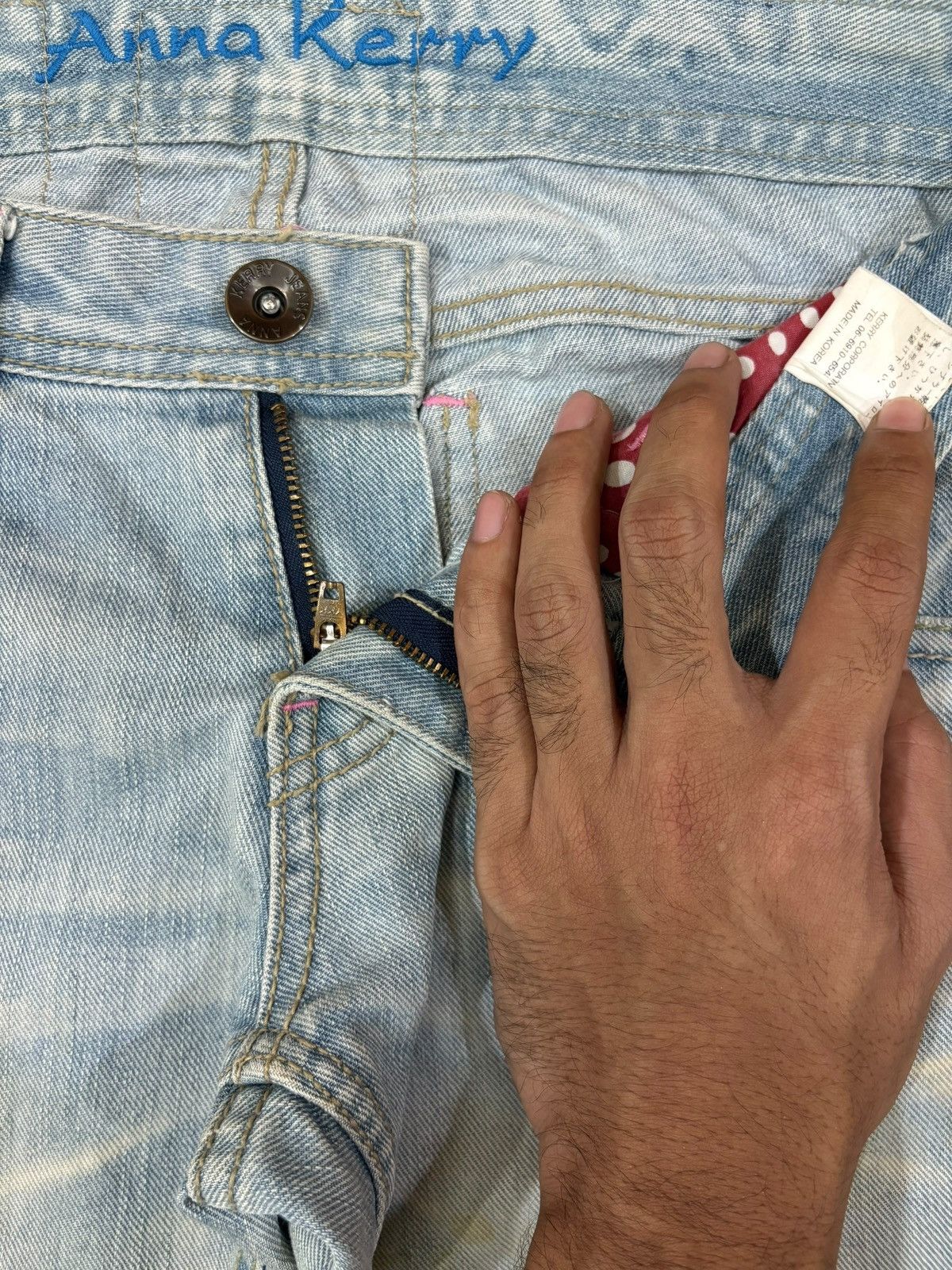 Japanese Brand Vintage Japanese Sashiko Distressed Spiral Leg Flare Jeans Size US 30 / EU 46 - 10 Thumbnail