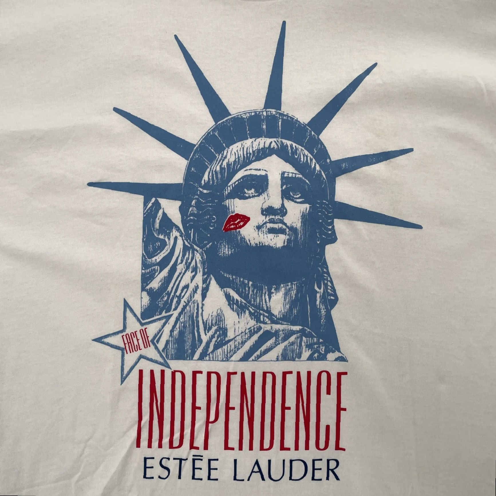 Vintage VINTAGE Estee Lauder White Cotton T-Shirt Adult 2XL Patriotic Statue of Liberty Face USA 90s Mens Size US XXL / EU 58 / 5 - 4 Thumbnail