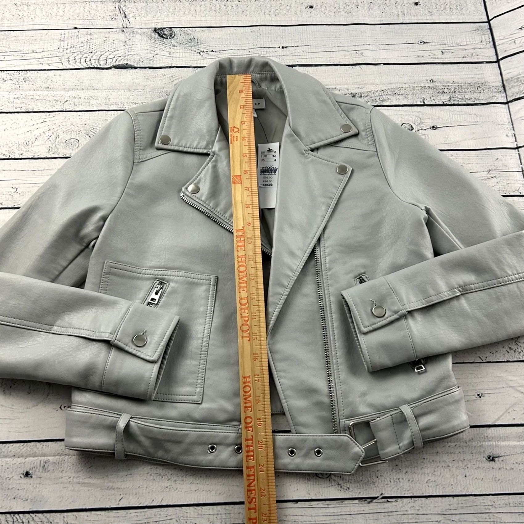 Topshop Topshop Faux Leather Jacket Women's 4 Gray Full Zip Motorcycle Coat Shirt? Size S / US 4 / IT 40 - 4 Thumbnail