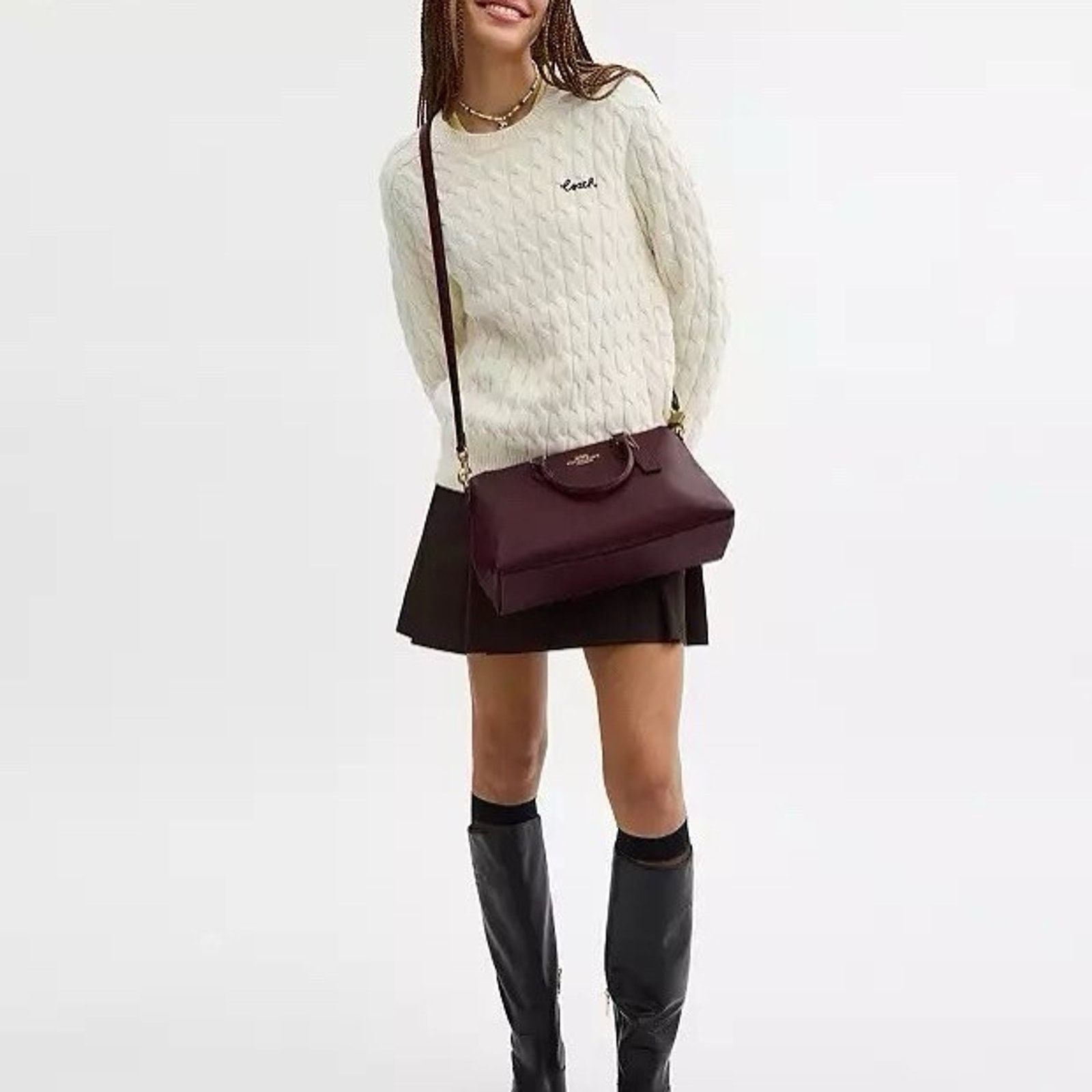 Coach NWT COACH Georgia Satchel Signature Canvas CR156 Gold/Merlot Size ONE SIZE - 7 Thumbnail