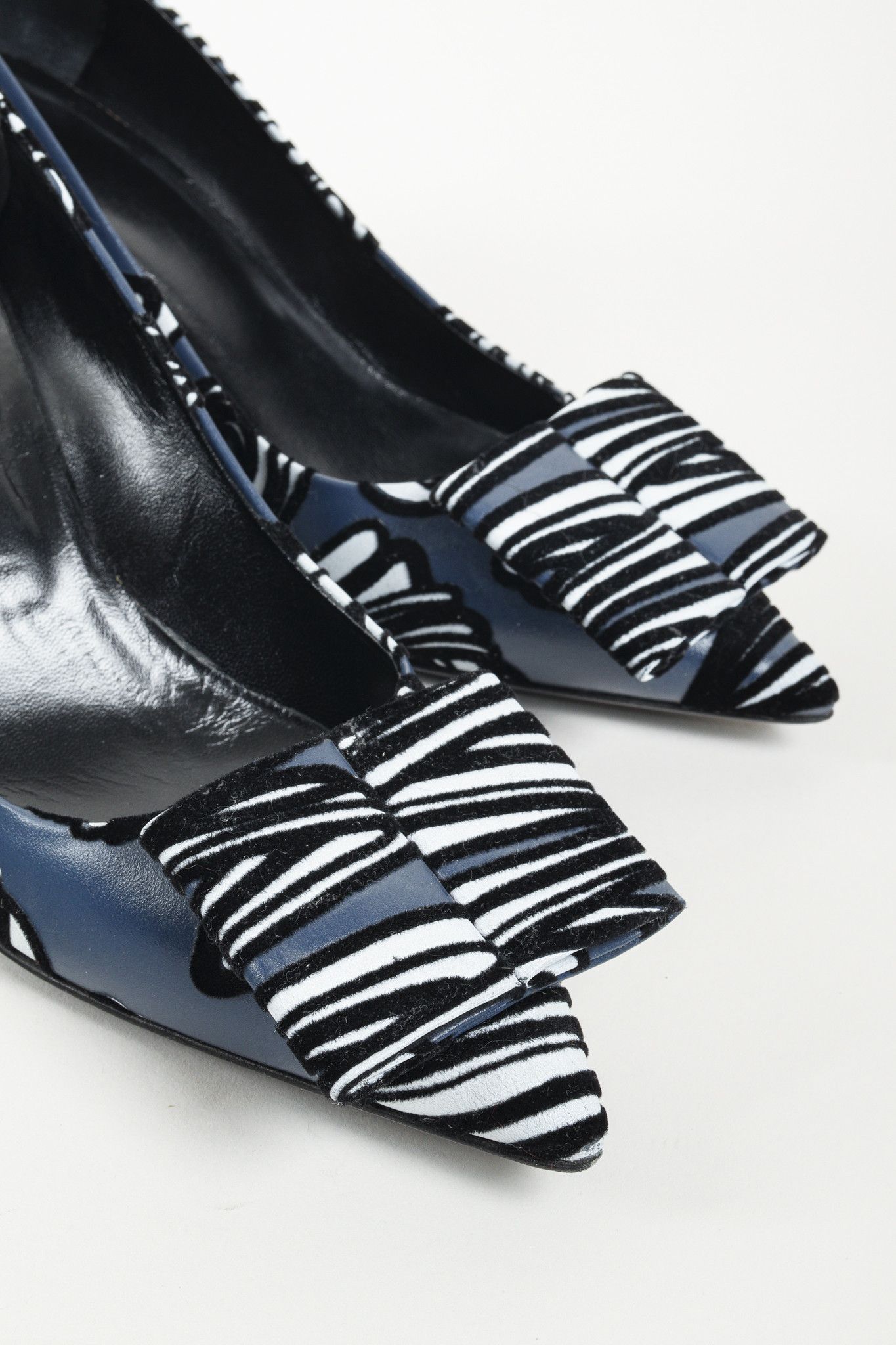 Pierre Hardy Pierre Hardy Leather Velvet Striped Heels Size US 11 / IT 41 - 6 Thumbnail