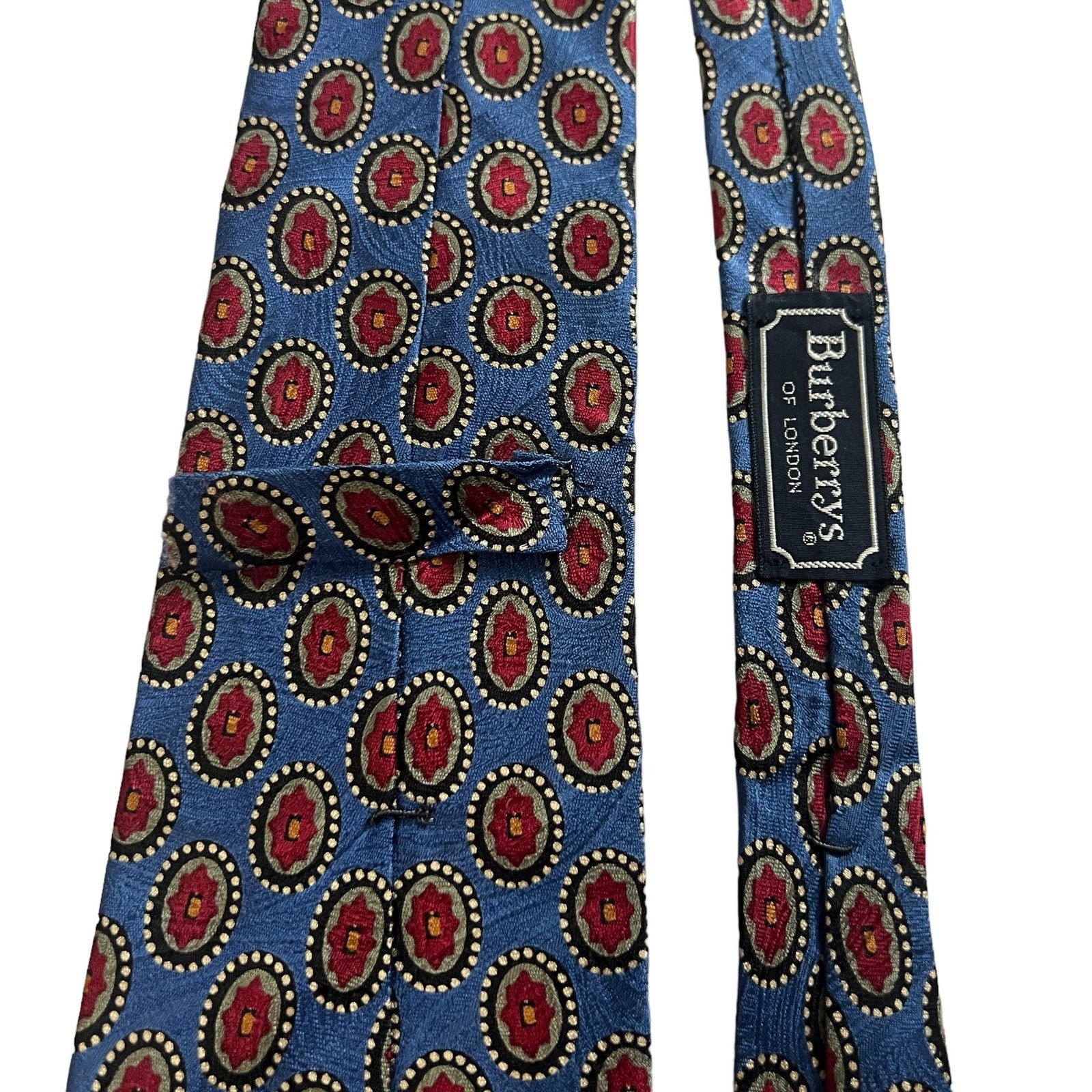 Burberry Burberrys of London Vintage Blue Circles Poppy Floral Tie Size ONE SIZE - 5 Thumbnail