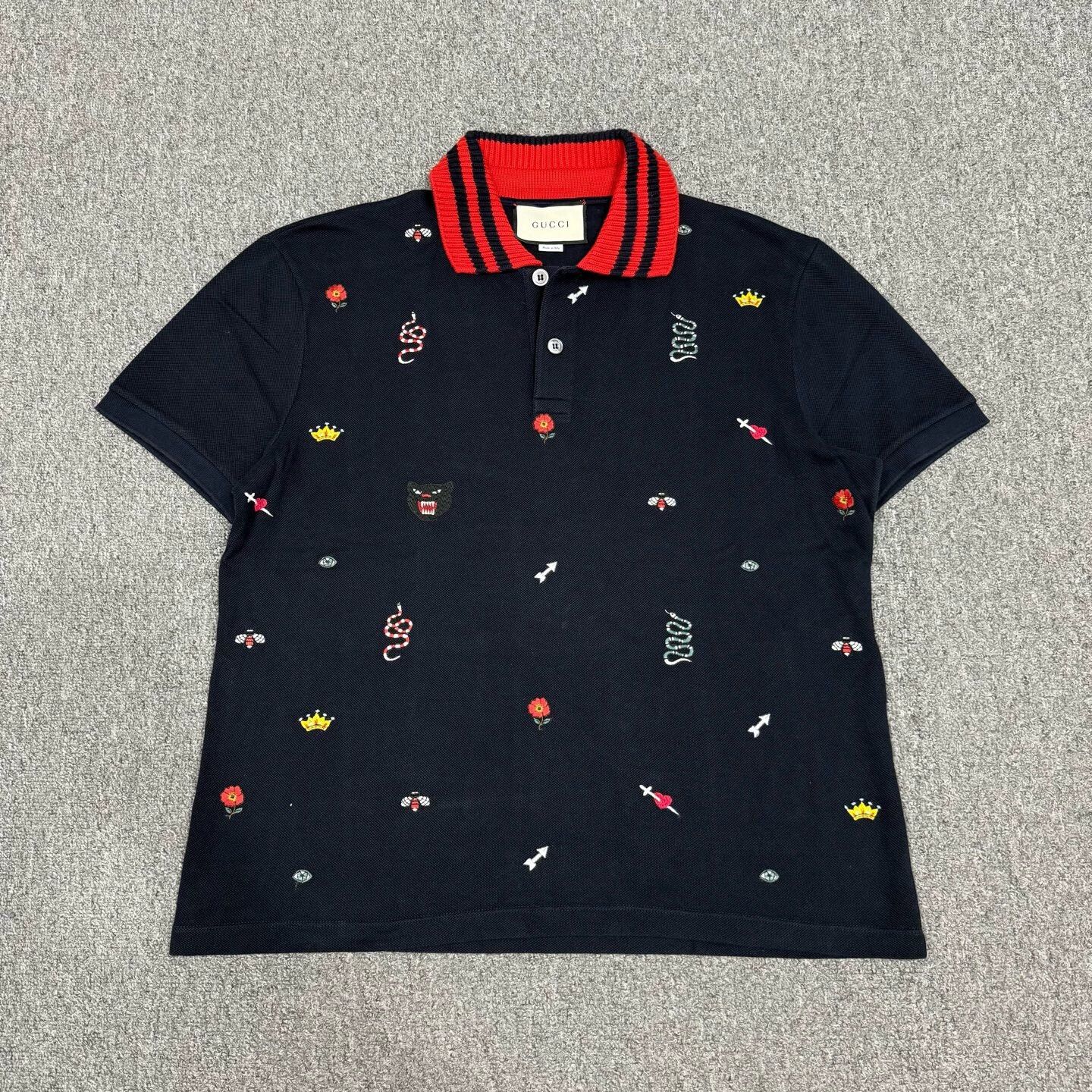 Gucci Gucci Black All Over Print Embroidered Polo XXL 99 New Size US XXL / EU 58 / 5 - 1 Thumbnail