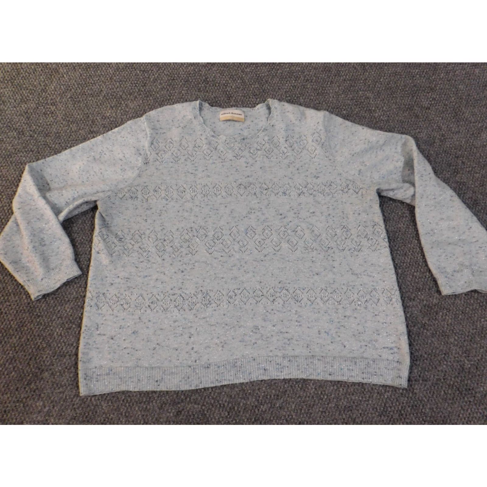 Vintage Alfred Dunner Sweater Pullover Geometric Blue 1X Womens Raglan Sleeve Crew Neck Stretch Knit Modern Casual, Machine Washable, Plus Size Size XL / US 12-14 / IT 48-50 - 6 Thumbnail