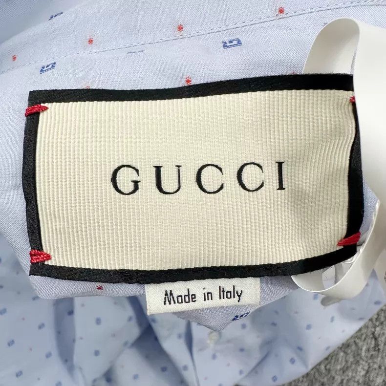 Gucci Gucci Light blue lapel embroidered G logo long-sleeved shi Size M / US 6-8 / IT 42-44 - 4 Thumbnail
