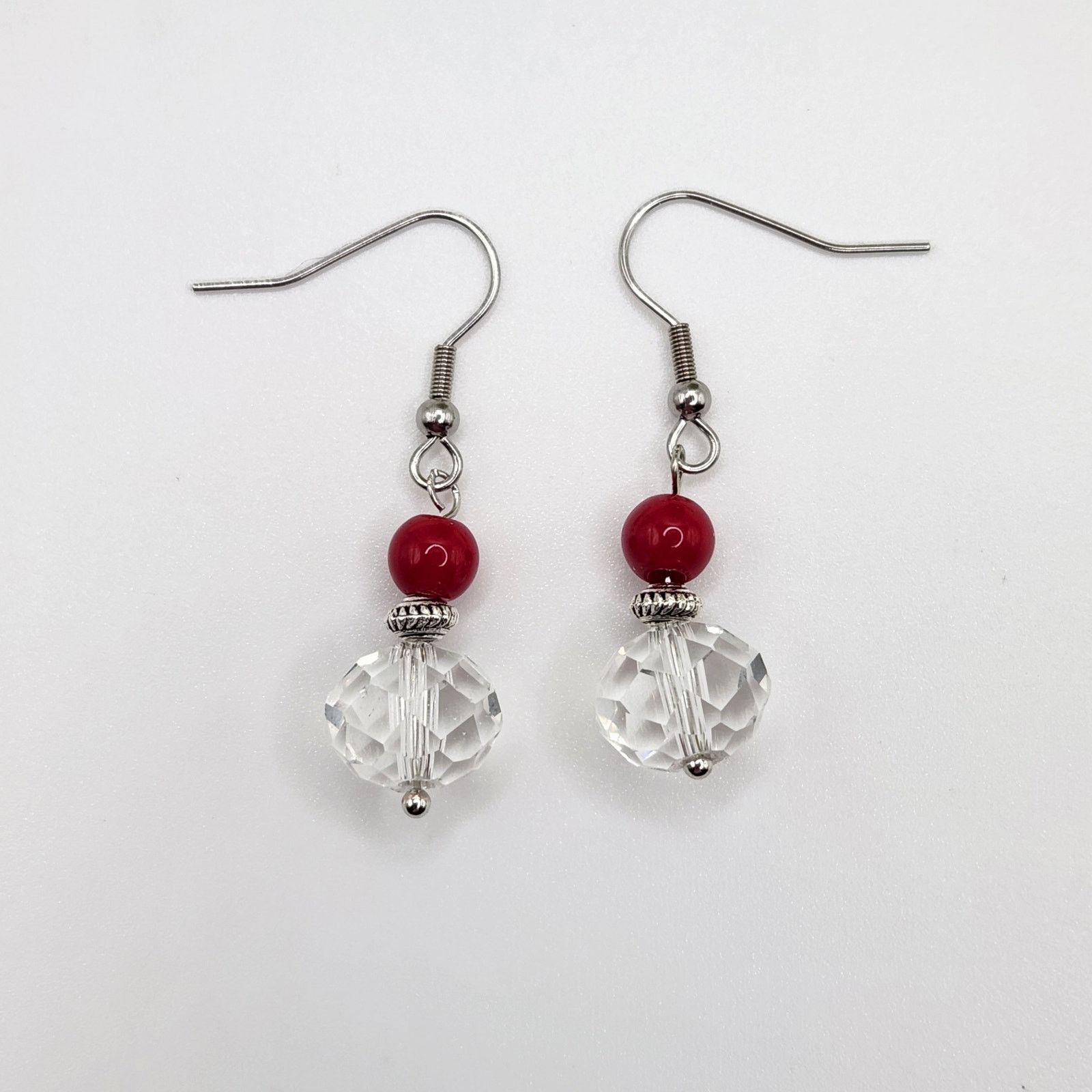 Other Handmade Earrings with Crystal, Red Coral – 1.5" Dangle Size ONE SIZE - 5 Thumbnail