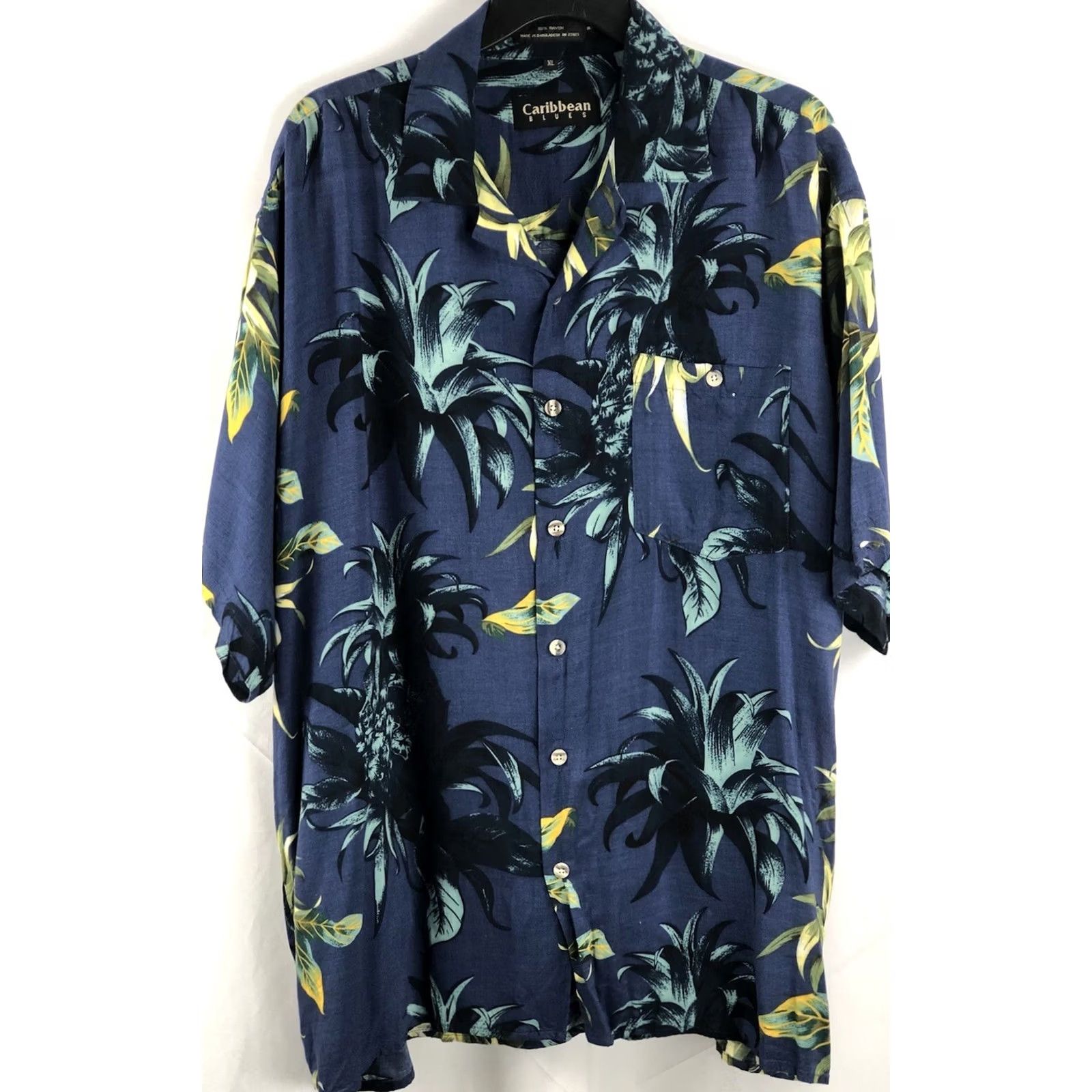 ALOHAS VINTAGE Caribbean blues Button-Up Shirt XL Blue Floral Hawaiian tropical Beach luau 1980s Mens Shirt Size US XL / EU 56 / 4 - 4 Thumbnail