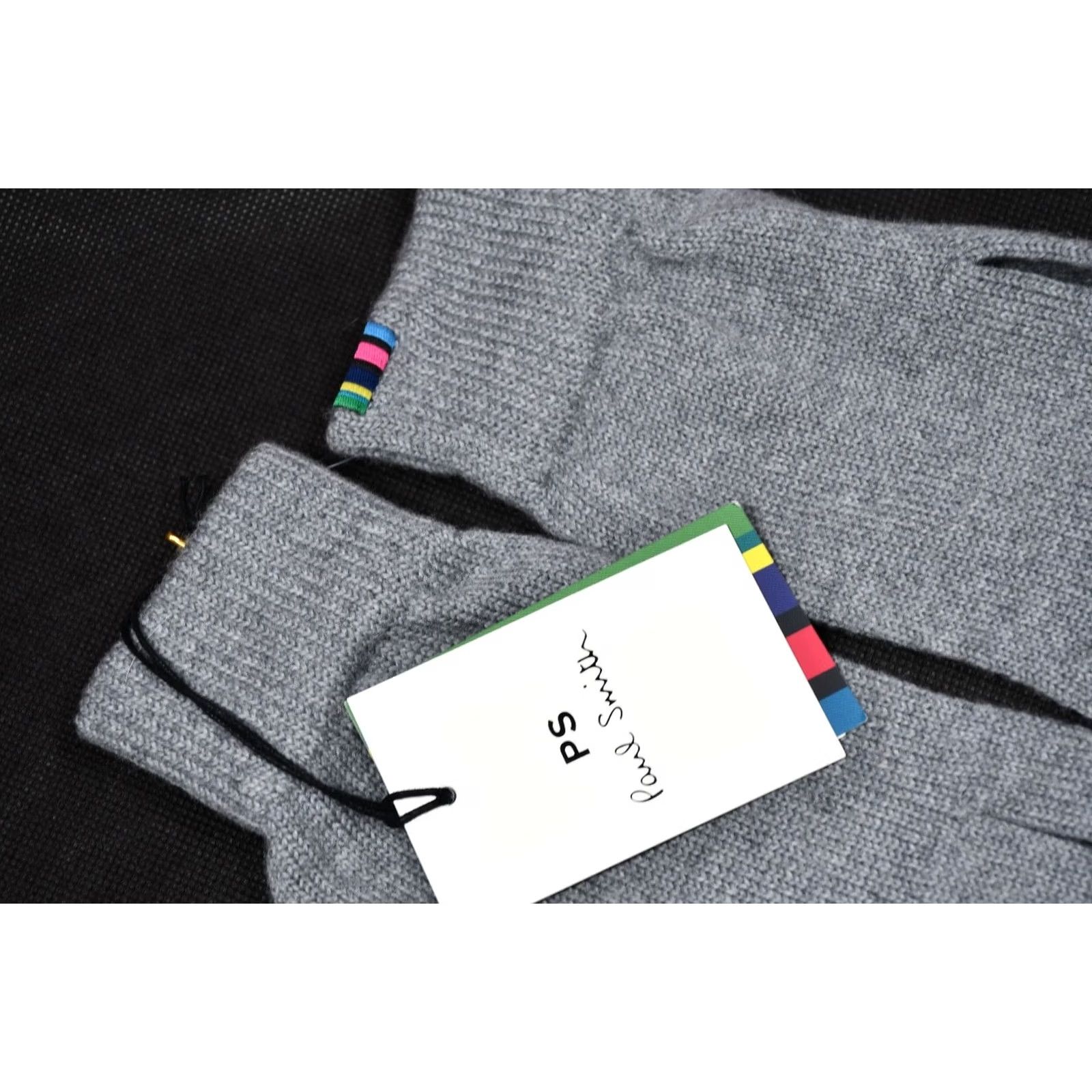Paul Smith Paul Smith Cashwool Men's Wool Gloves Grey One Size Wrist Knit 100% Lambswool Solid Winter Fall Spring Casual Mens Size ONE SIZE - 4 Thumbnail