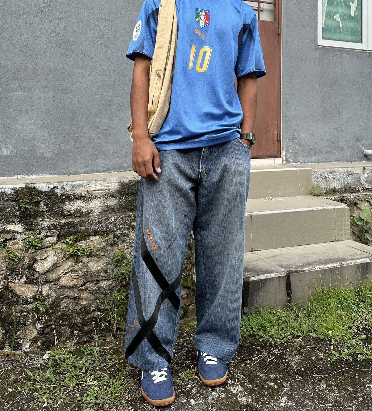 Pelle Pelle 👹Vintage PELLE PELLE Y2k Baggy Jeans Size US 36 / EU 52 - 1 Thumbnail