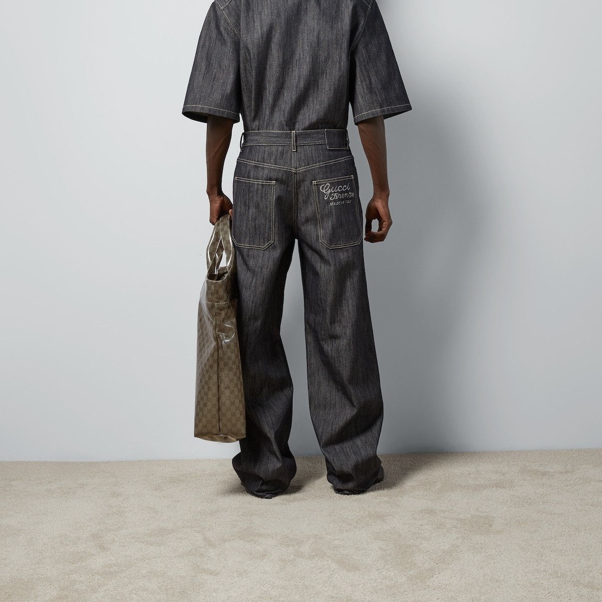 Gucci o1s1wg110125 Denim Pant With Jacquard Detail in Indigo Size US 34 / EU 50 - 6 Thumbnail